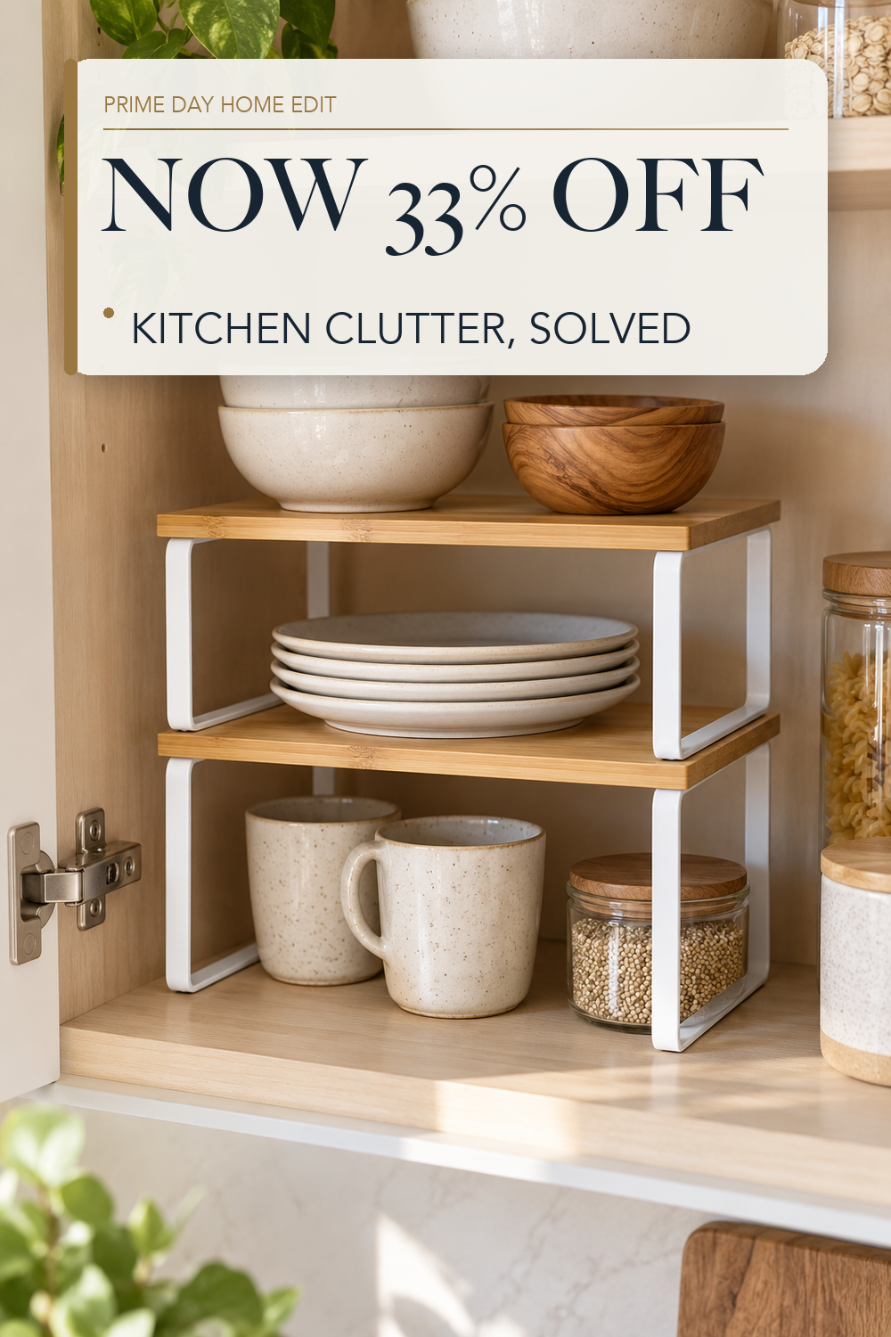 SONGMICS Cabinet Organizer Shelf, Set of 2 Spice Rack, Kitchen Storage; lifestyle styling illustration
