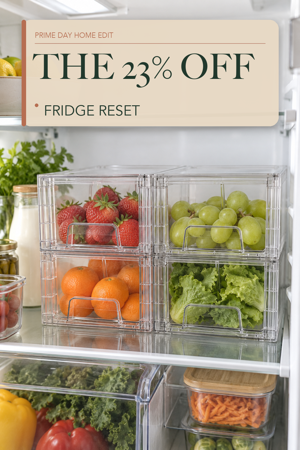 Vtopmart 4 Pack Stackable Clear Drawer with Dividers; lifestyle styling illustration