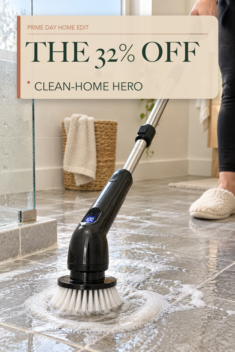 TUYU Electric Spin Scrubber, Cordless Cleaning Brush for Bathroom,Home; lifestyle styling illustration