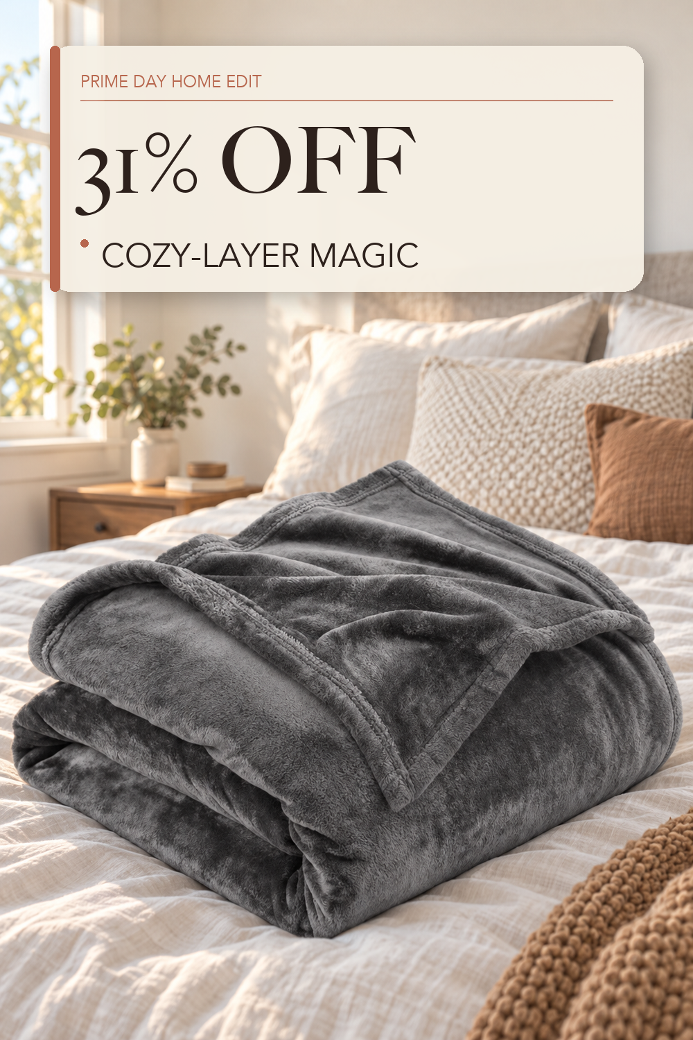 Utopia Bedding Ultra Soft Fleece Bed Blanket Queen Size Grey (90x90 Inches); lifestyle styling illustration