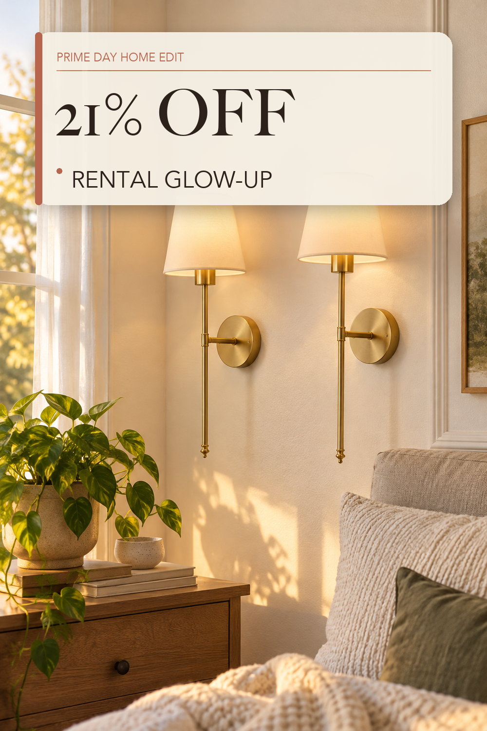 NIORSUN Battery Operated Wall Sconce Set of 2,Gold Rechargeable Wall Lights with 10400mAh Dimmable Bulbs and Remote,10 Colors Wireless Wall Lamps for Bedroom Living Room Hallway Decor; lifestyle styling illustration