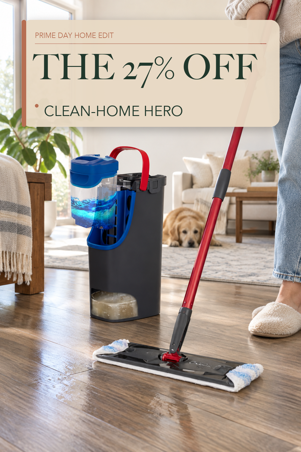 O-Cedar H2prO Flat Mop System | Quick Everyday Cleaning | Dual-Tank Fresh Water System | Machine Washable Reusable Microfiber Mop Pad | Safe on Hardwood, Tile & Vinyl Floors; lifestyle styling illustration
