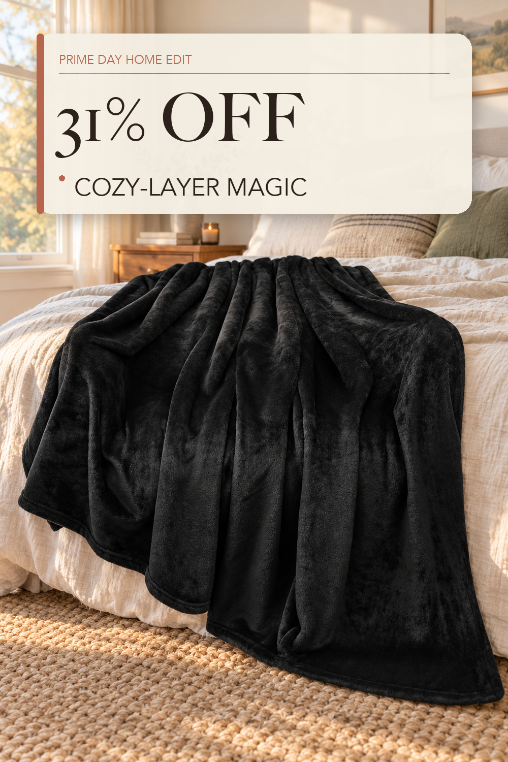 BEDELITE Fleece Blanket Soft Plush Throw for Couch Black 50"x60"; lifestyle styling illustration
