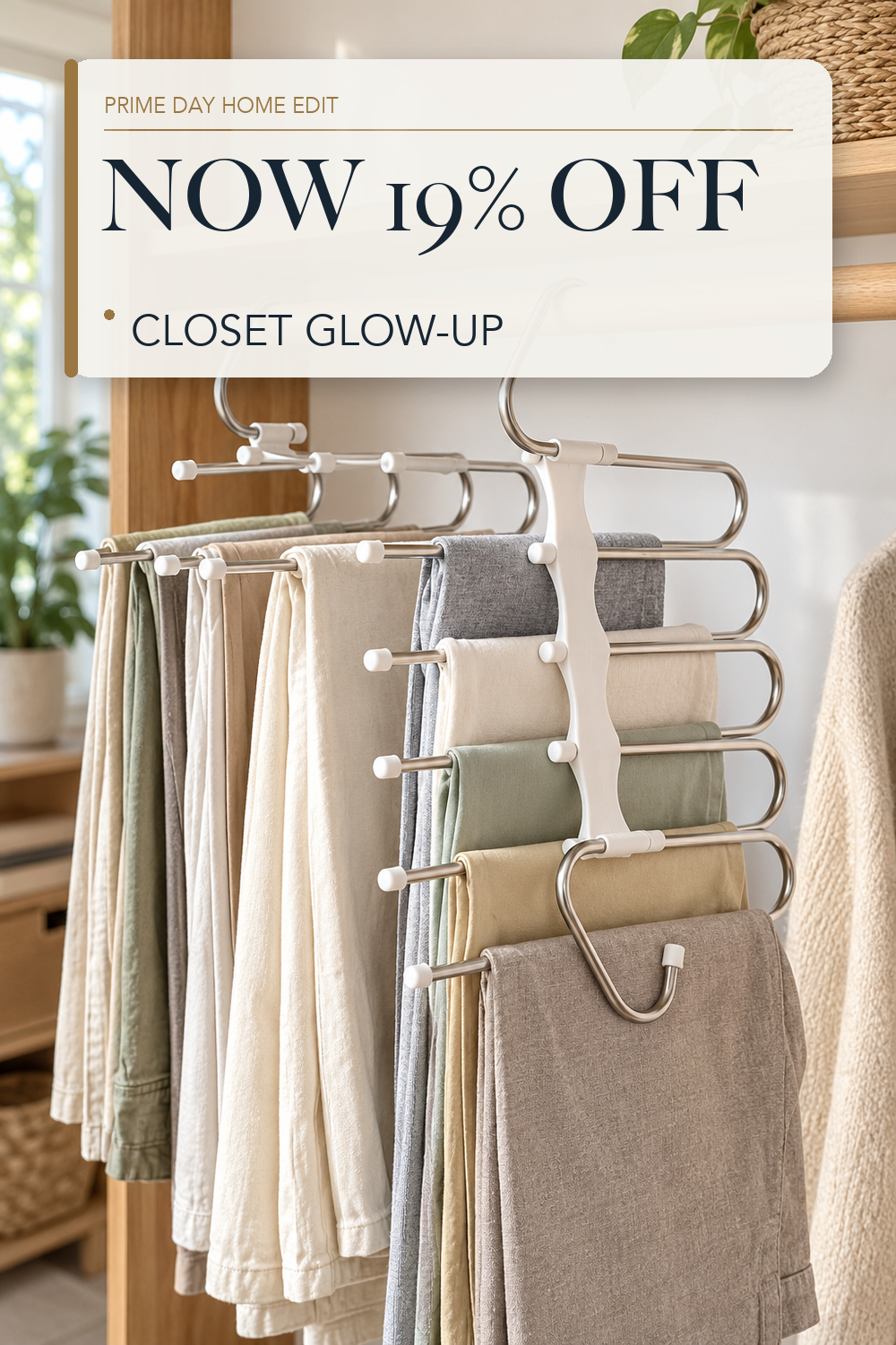 Kalimdor Pants Hangers 2 Pack Space Saving Metal Closet Organizer,Clothes Pants Hangers,Anti-Slip Design,Closet Organizers and Storage for Pants Jeans Skirts Scarf Legging; lifestyle styling illustration