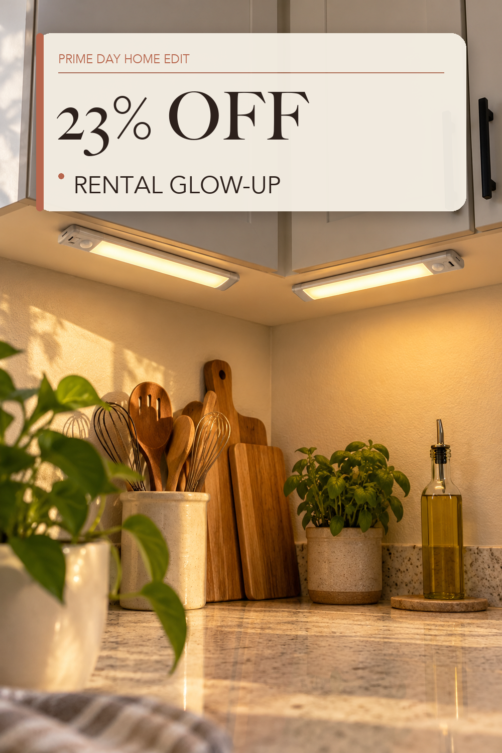 MCGOR 10inch Under Cabinet Lighting, 2 Pack Rechargeable Motion Sensor Light Indoor, 5 Levels Dimmable Magnetic Closet Lights, Wireless Under Counter Lights for Kitchen, Stairs; lifestyle styling illustration