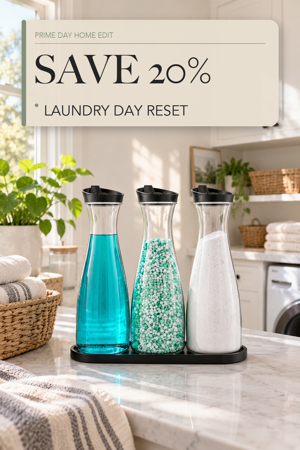 3 Pack Laundry Detergent Dispenser Container, 54OZ Laundry Soap Dispenser; lifestyle styling illustration