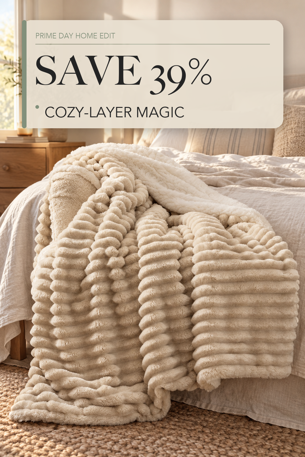 Bedsure Soft Sherpa Blanket Fluffy Throw Gift Beige 50"x60"; lifestyle styling illustration