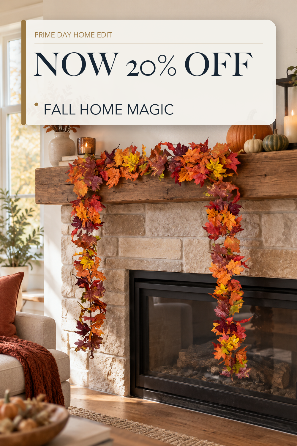 DearHouse 2 Pack Fall Garland Maple Leaf, 5.9Ft/Piece 7 Colors Hanging Vine Garland Artificial Autumn Foliage Garland Thanksgiving Decor for Home Wedding Fireplace Party Christmas; lifestyle styling illustration