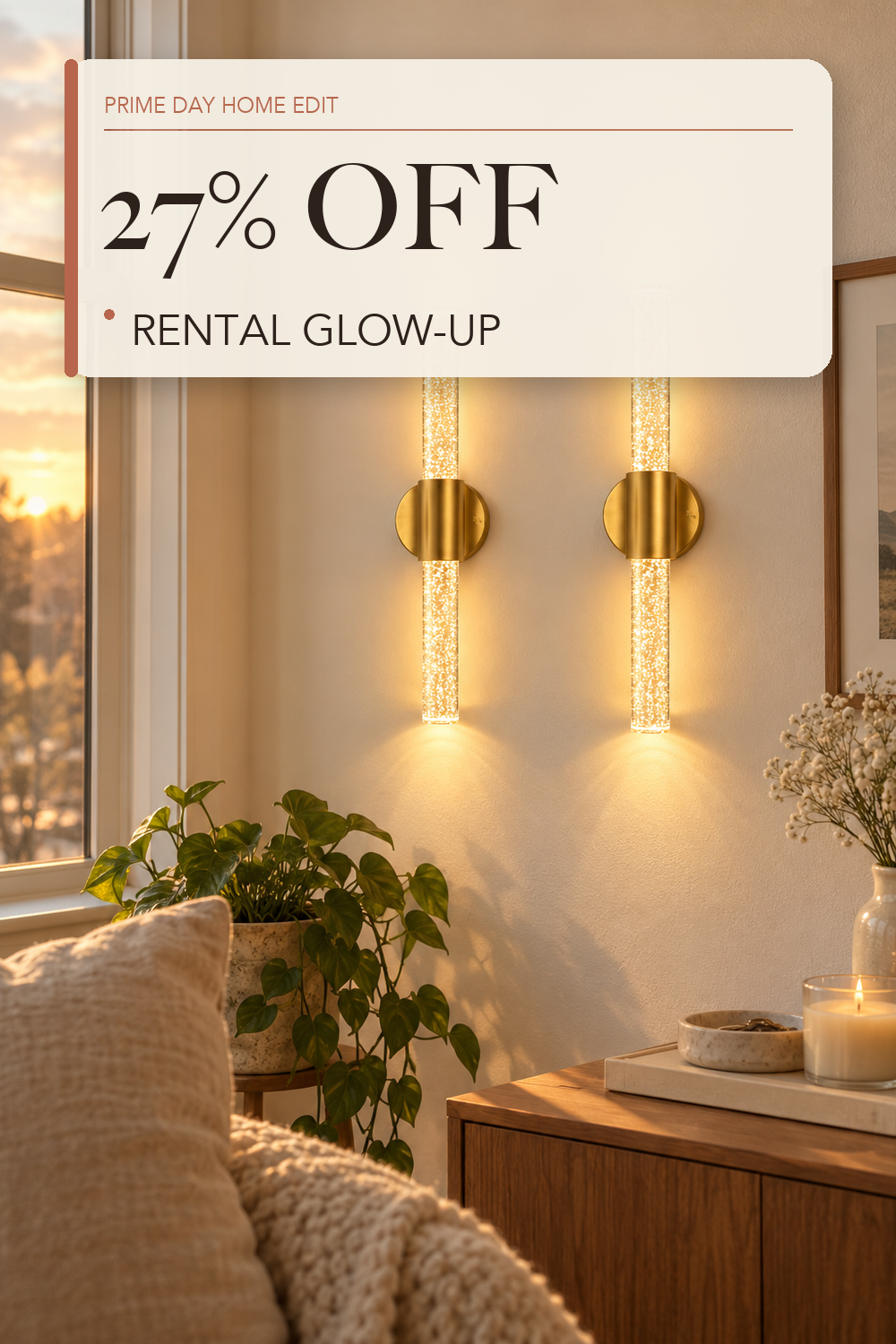 Peel and Stick on Wall Sconce set of 2 Wireless Battery Operated Wall Light; lifestyle styling illustration