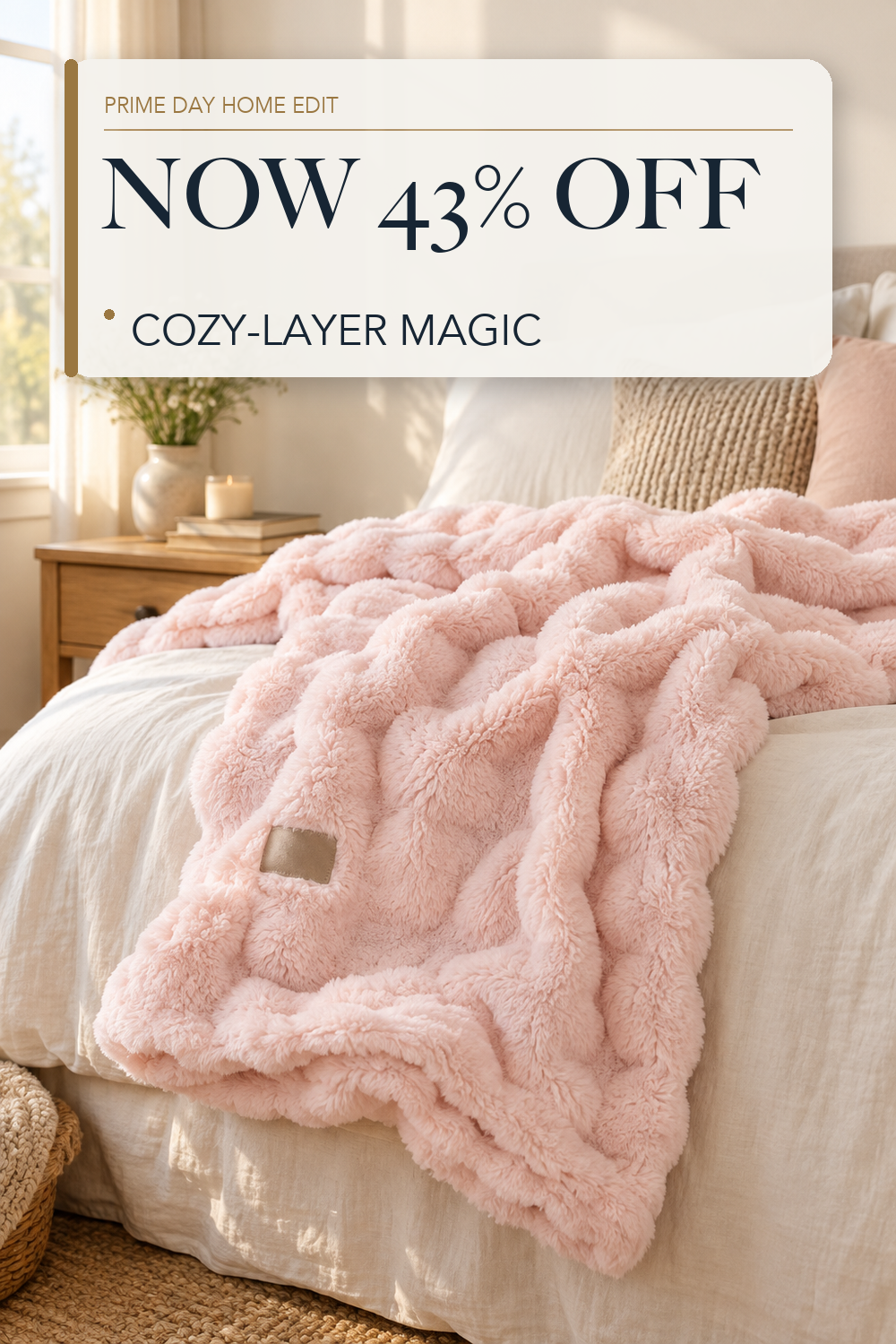 Bedsure Cloud Bubble Throw Blanket, Christmas Decor Gifts, Pink 50"×60"; lifestyle styling illustration