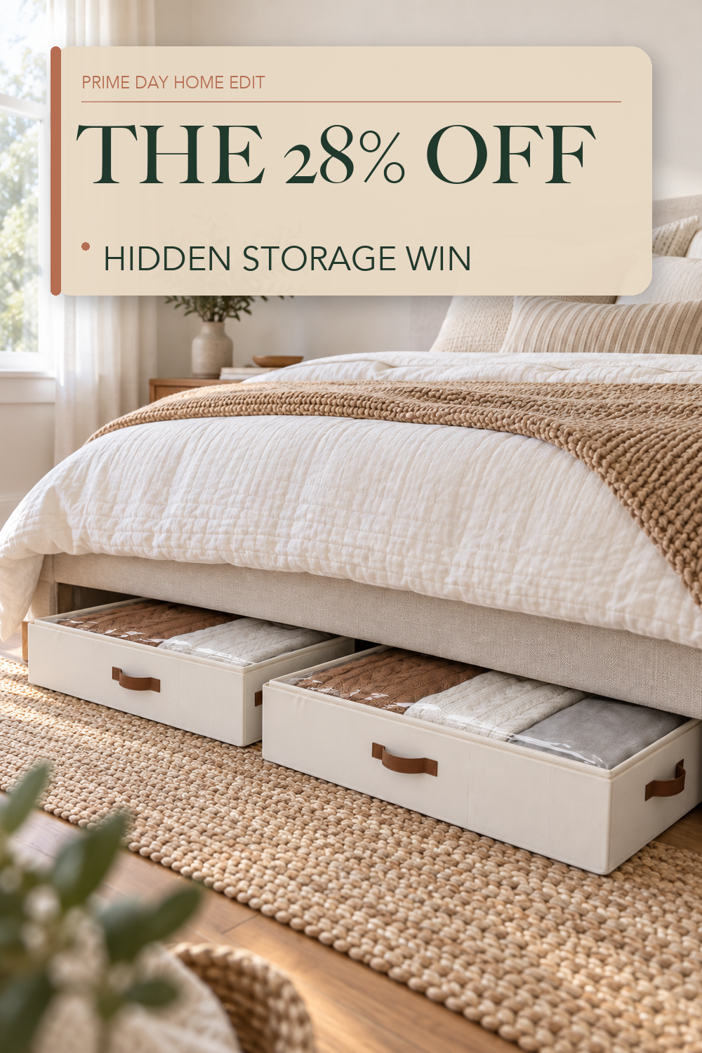 StorageWorks 6 Inch Low Profile Under Bed Storage Containers with Clear Lid; lifestyle styling illustration