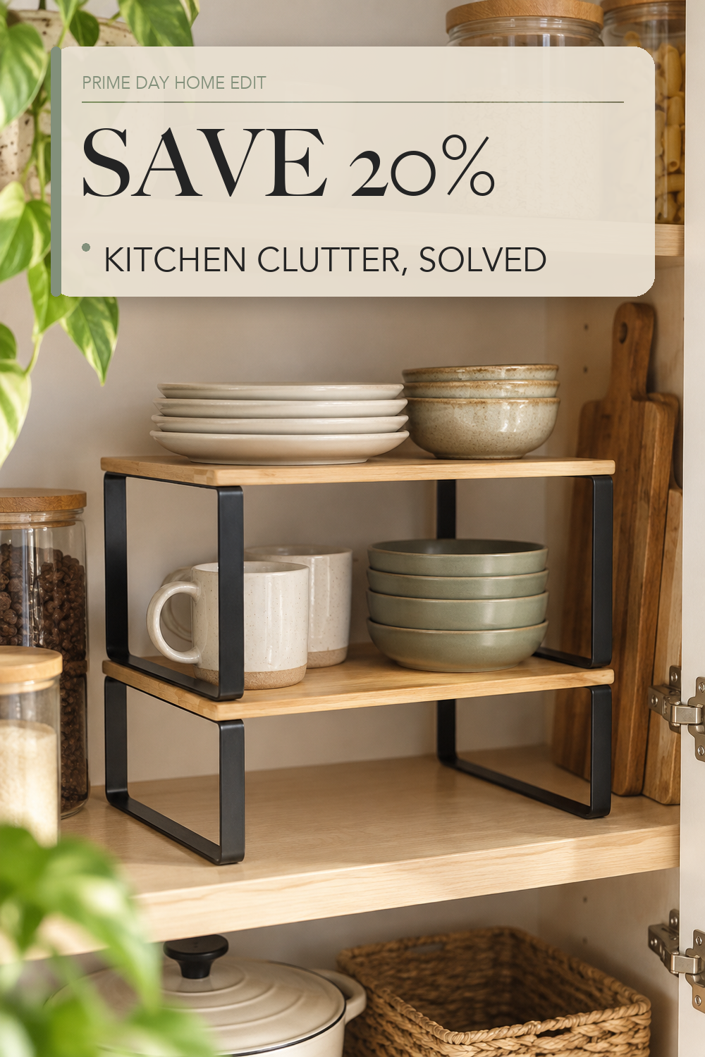 SONGMICS Cabinet Organizer Shelf, Set of 2 Spice Rack, Kitchen Storage; lifestyle styling illustration