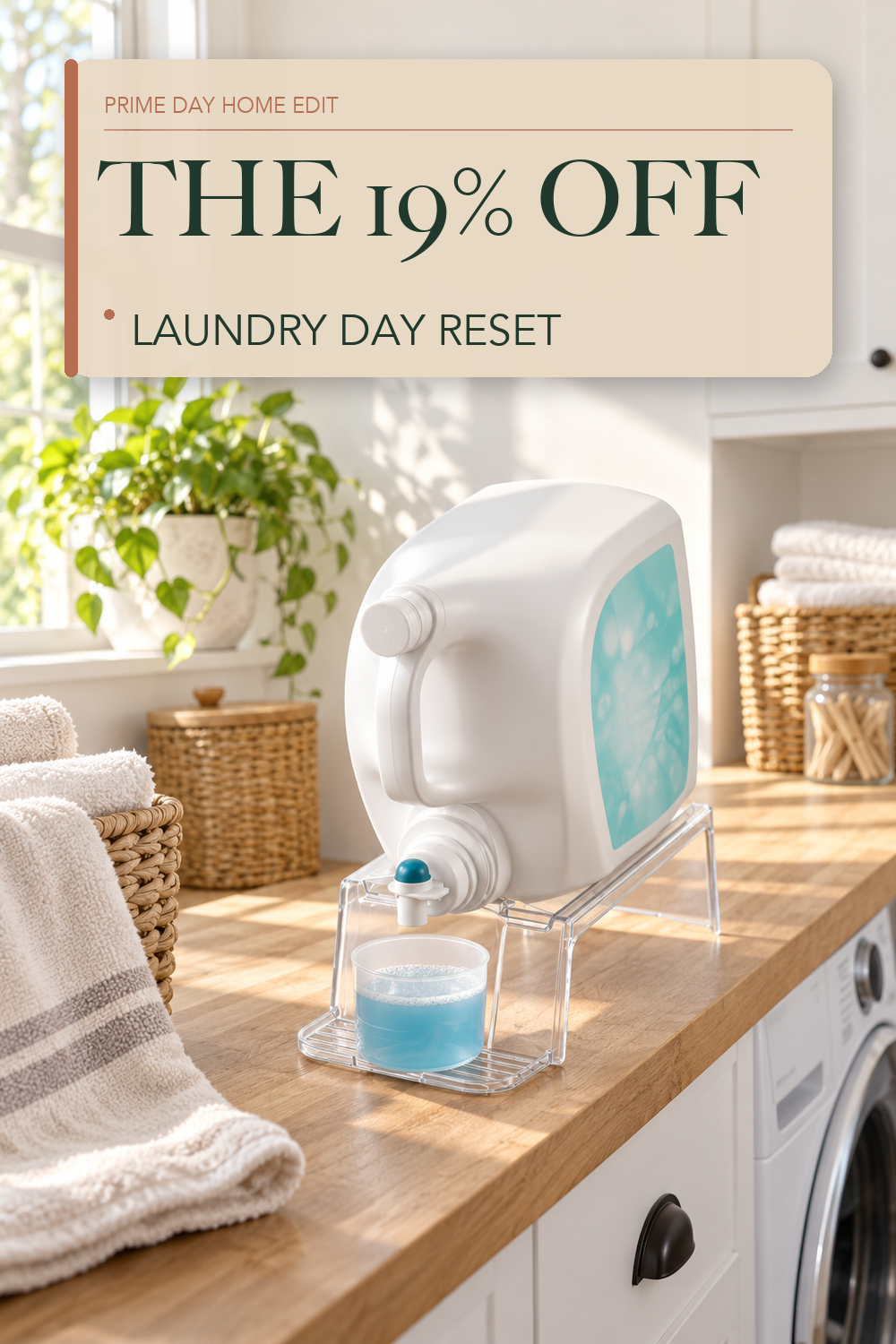 iDesign Laundry Detergent Holder, Clear; lifestyle styling illustration
