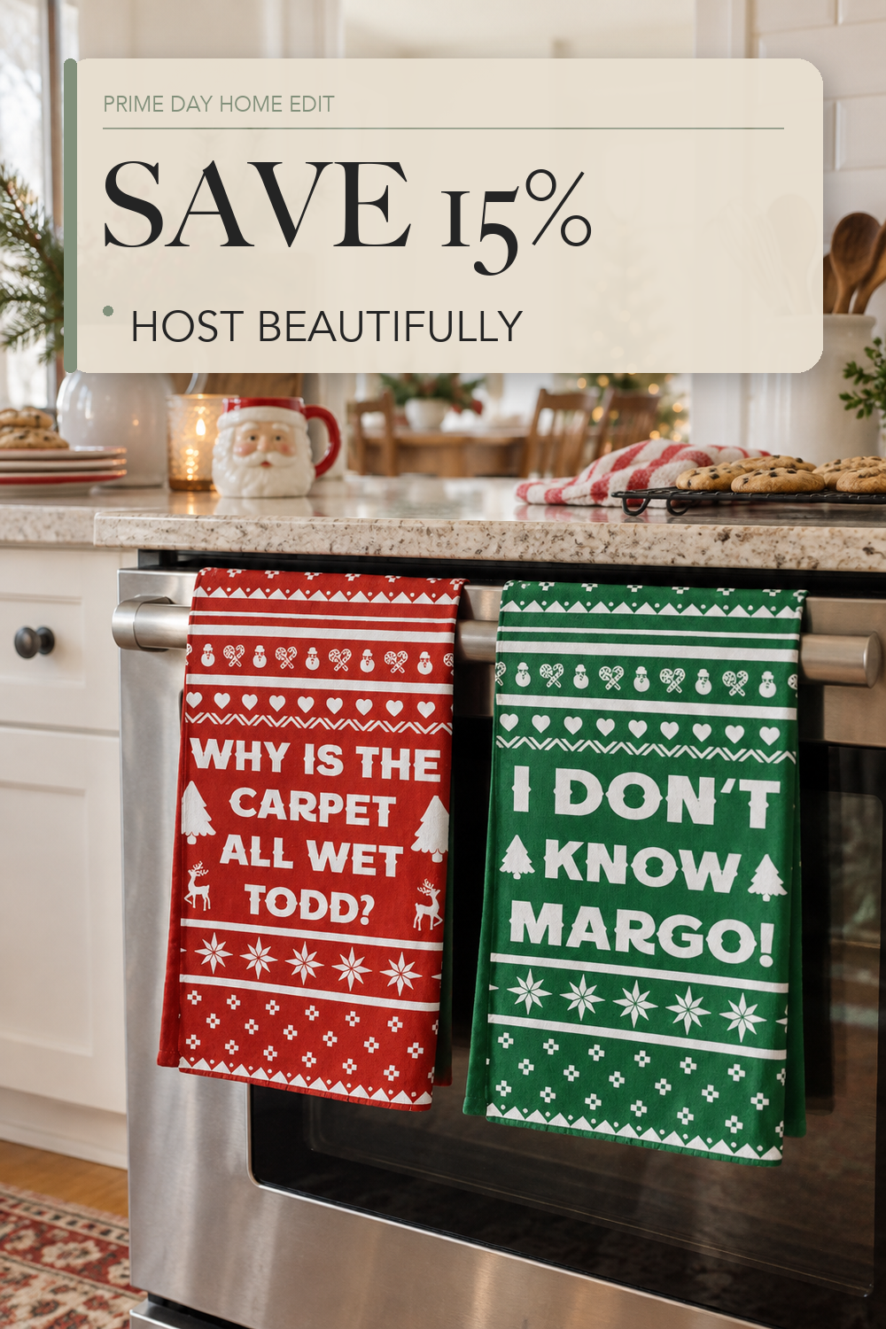 Miss Adola Christmas Kitchen Towels - Christmas Theme 18x26 Inch Absorbent 2pcs Microfiber Dish Towels for Kitchen, Cute Holiday Designs with Xmas Movie Quotes for Decoration, Gifting, Housewarming; lifestyle styling illustration