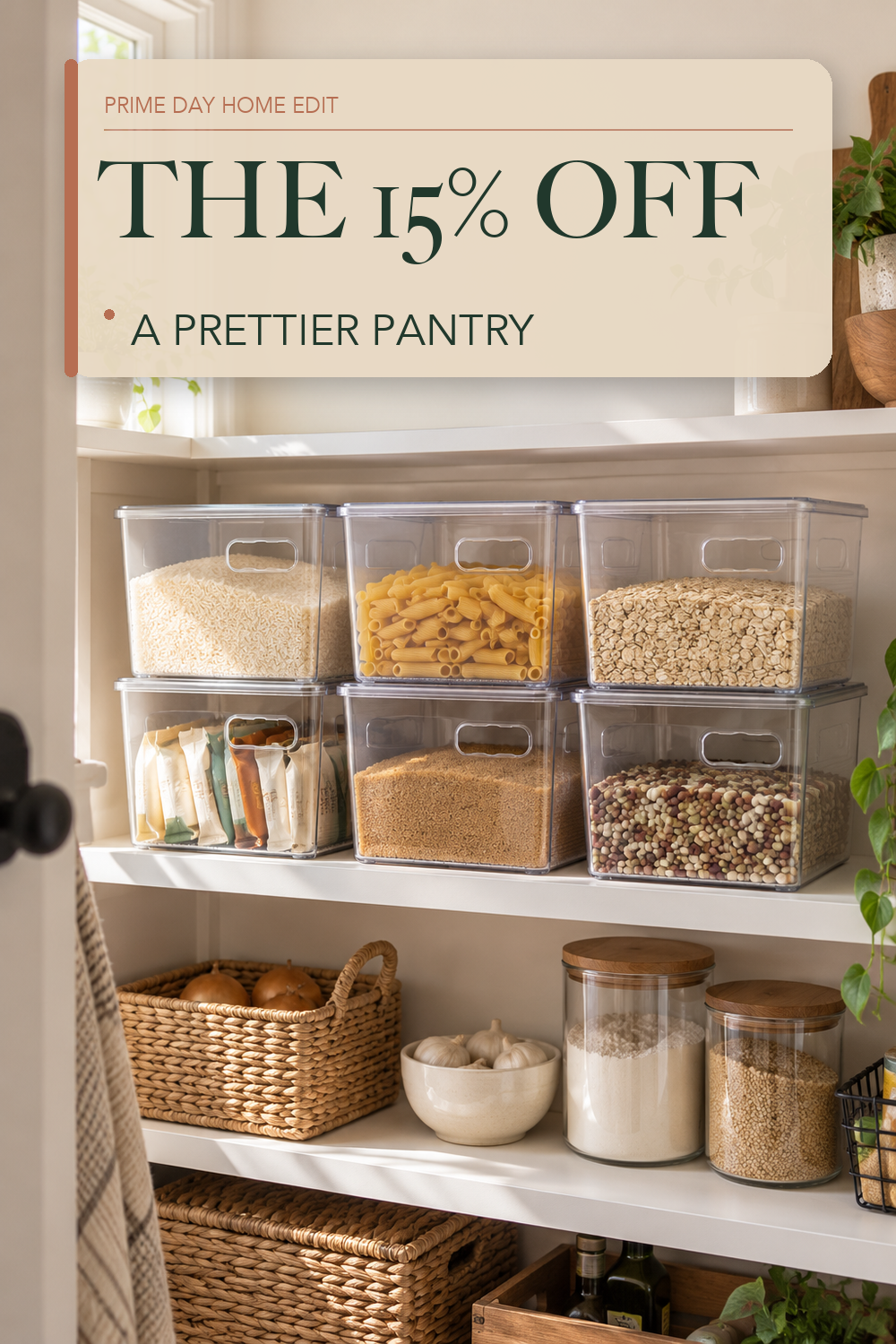 Vtopmart 6 Pack Clear Stackable Storage Bins with Lids and Handles, Large; lifestyle styling illustration