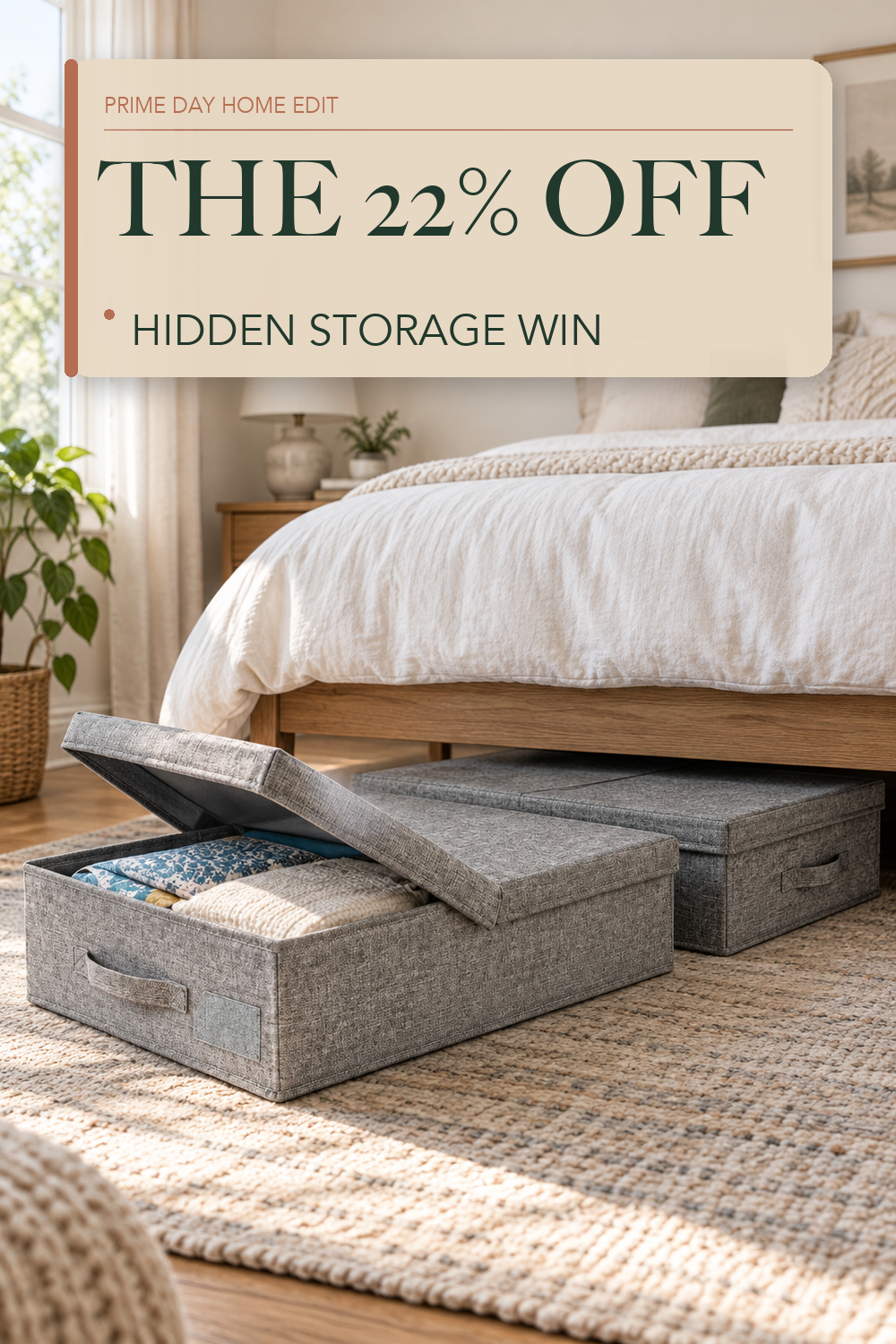 punemi 6 in Tall Under Bed Storage Containers with Lids, 2 Pack, Grey; lifestyle styling illustration