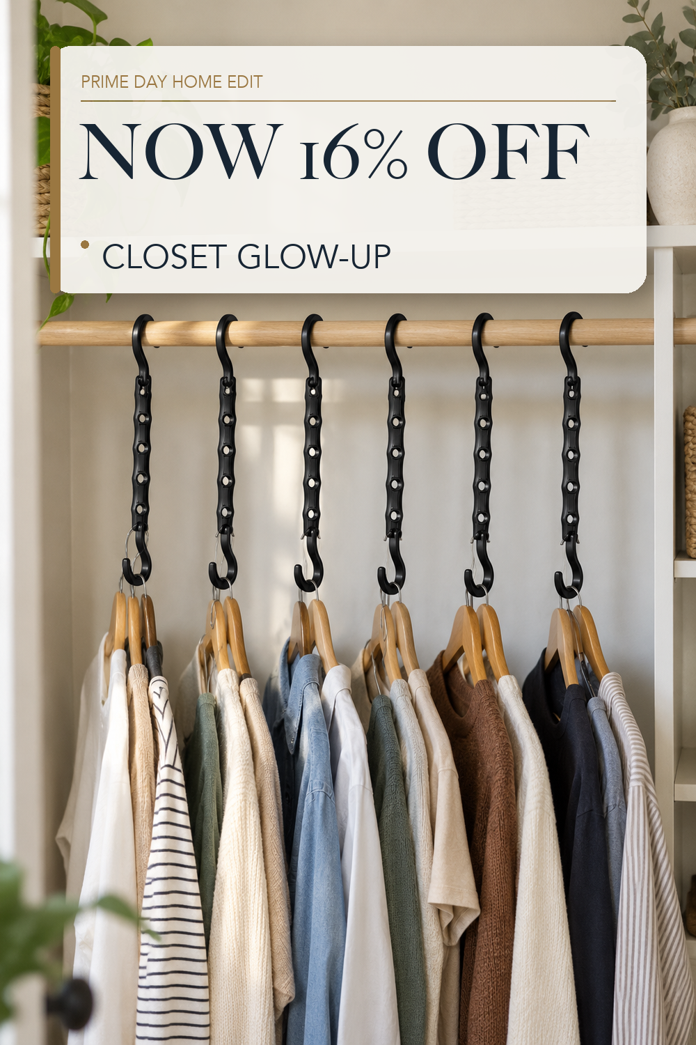 AMKUFO 6 Pack-Closet-Organizers-and-Storage, Space-Saving-Hangers Black; lifestyle styling illustration