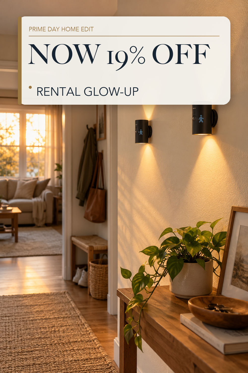 EZVALO Motion Sensor Wall Light, Rechargeable Wireless LED Sconce; lifestyle styling illustration