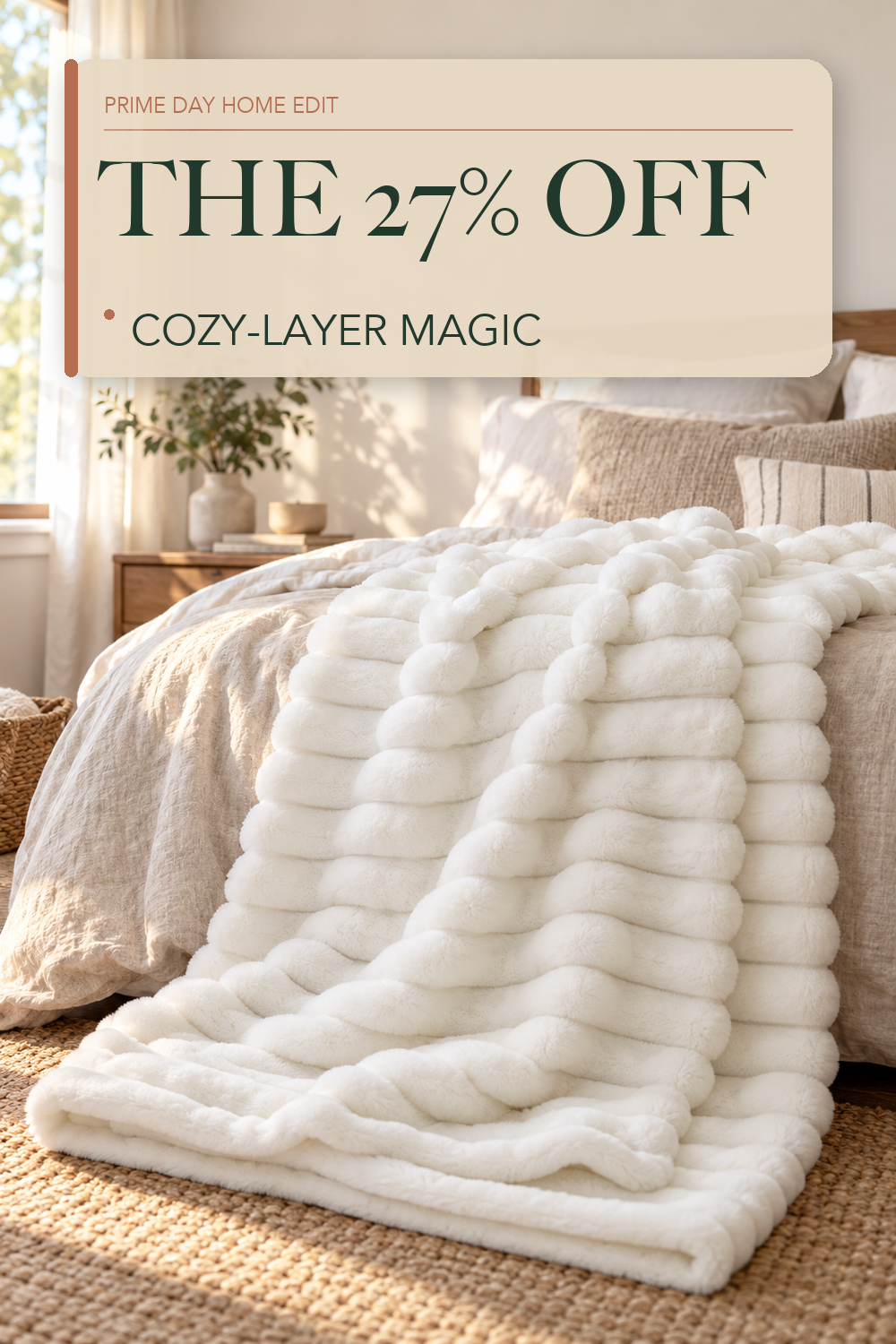 Bedsure Soft Cozy Throw Blanket for Couch Decor Gift Off White 50"x70"; lifestyle styling illustration