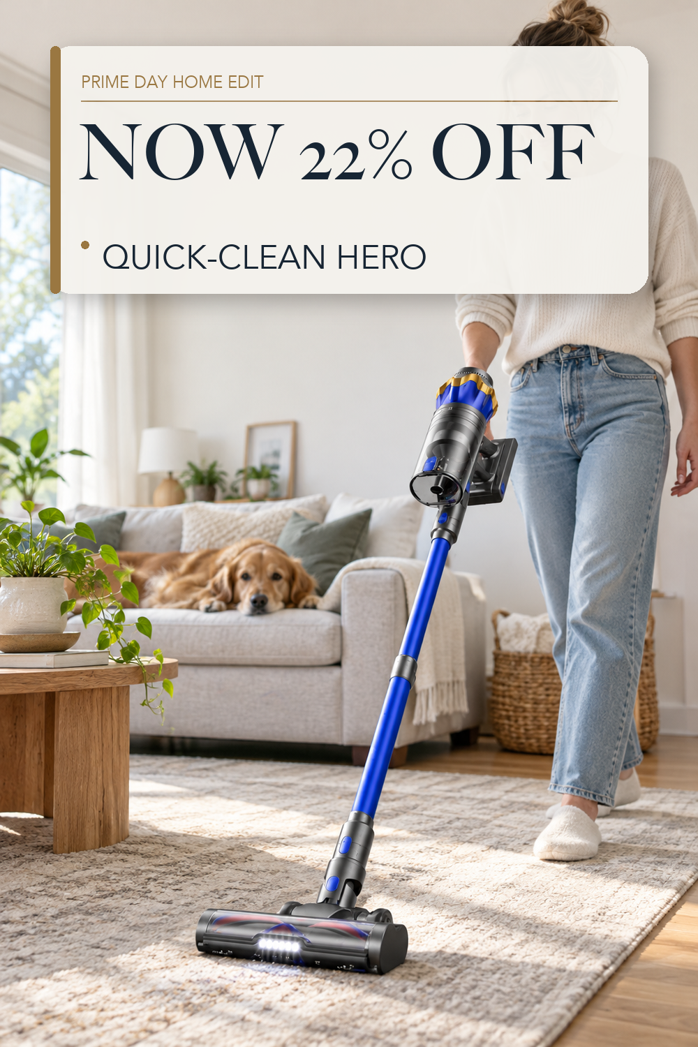 Cordless Vacuum Cleaner, Upgraded 650W 55KPA 70Mins Cordless Stick Vacuum Cleaner with Self-Standing and Touch Screen, Anti-tangle Wireless Vacuum, Vacuum Cleaners for Home/Pet Hair/Carpets/Floors; lifestyle styling illustration