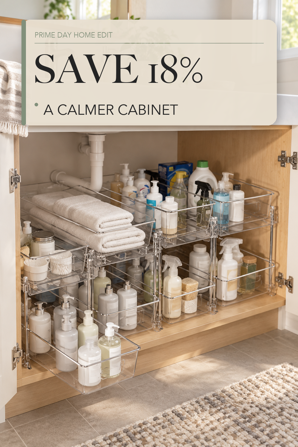 Vtopmart 4 Pack Pull Out Bathroom Under Sink Organizer (S-Standard); lifestyle styling illustration