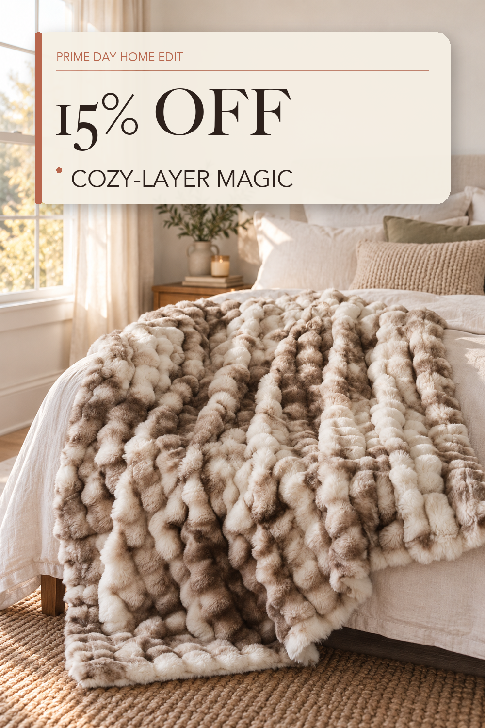 Serenhom 50"x60" Ultra-Soft Fuzzy Faux Fur Throw Blanket, Brown Tie Dye; lifestyle styling illustration
