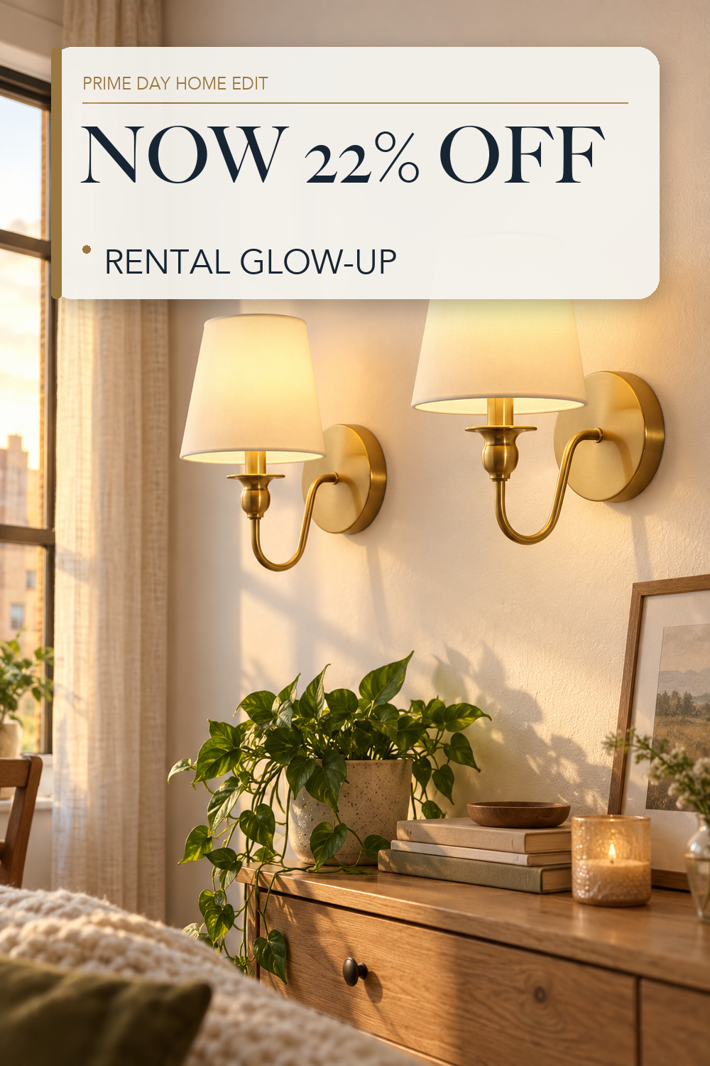 Battery Operated Wall Sconces set of Two,Wireless Wall Sconces with 10000mAh Dimmable Bulb and Remote,LED 15 Colors Rechargeable Gold Wall Sconce with Fabric for Bedroom Living Room Hallway Wall Decor; lifestyle styling illustration