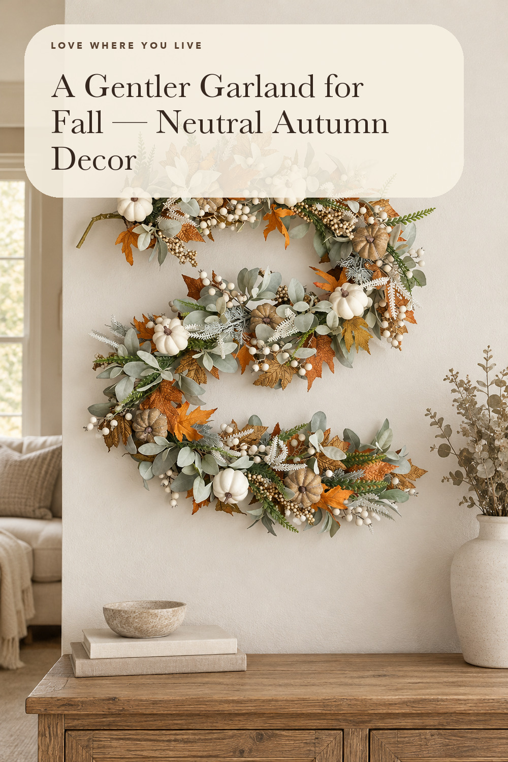 Fall Wreath Pumpkin Garland Thanksgiving Autumn Neutral Garlands Decoration; styling inspiration