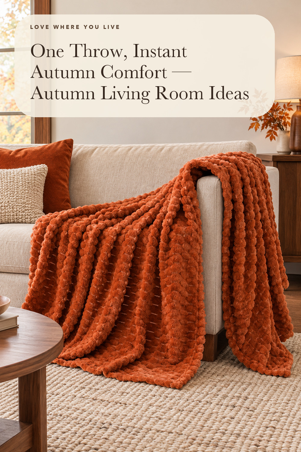 Puncuntex Burnt Orange Throw Blanket 50"×60" Fuzzy 3D Jacquard Decorative; styling inspiration