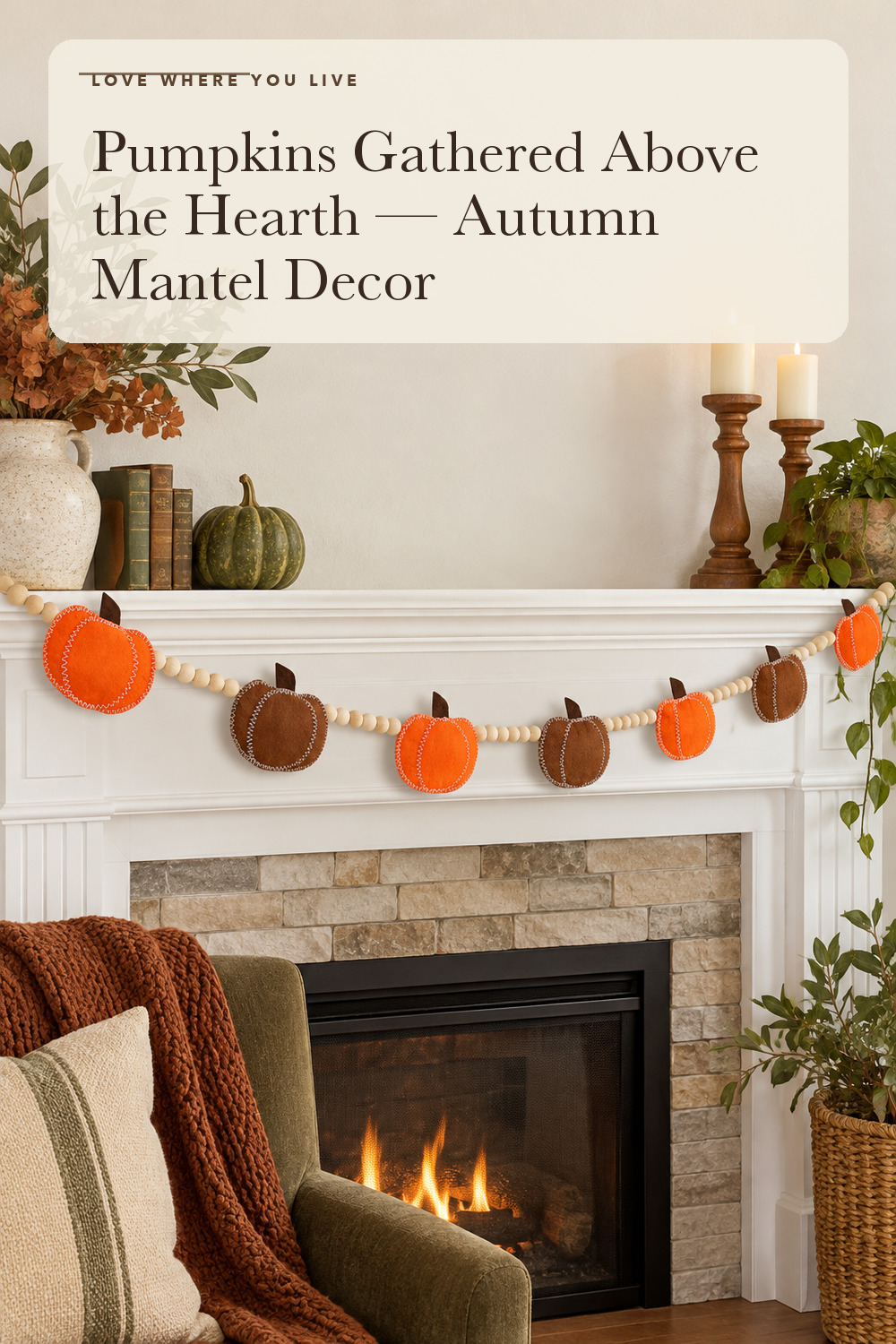 DAZONGE Fall Decor Felt Pumpkin Beads Garland for Thanksgiving Decorations; styling inspiration