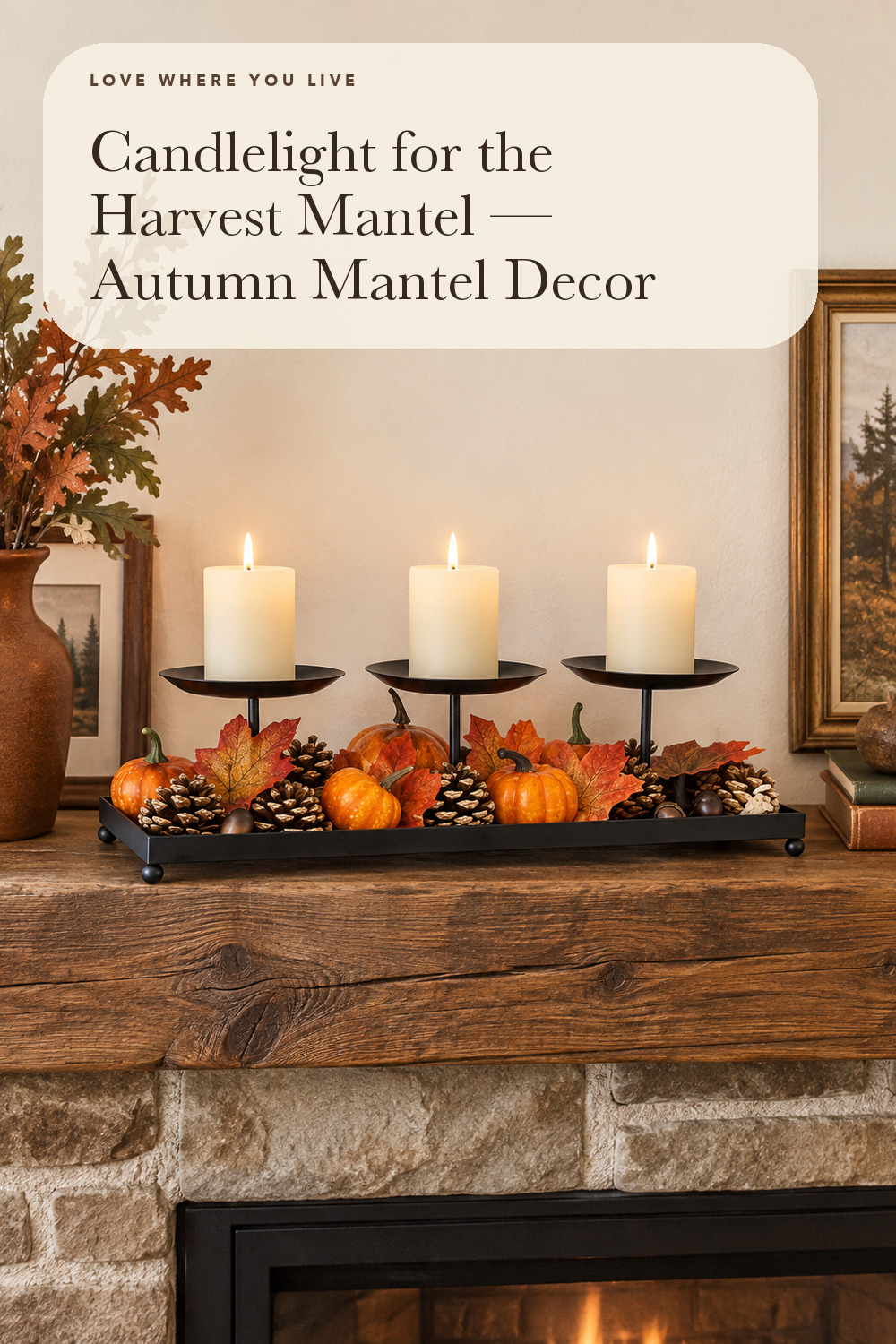 flangairy 3 Pillar Candle Holders Centerpiece, Fall Dining Room Table Decor; styling inspiration