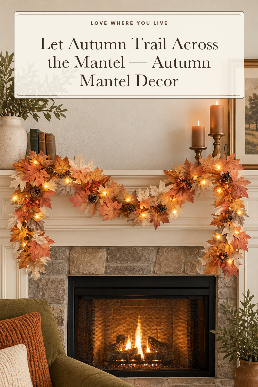 6 FT Lighted Fall Garland with Lights Autumn Automatic ON/Off Timer; styling inspiration