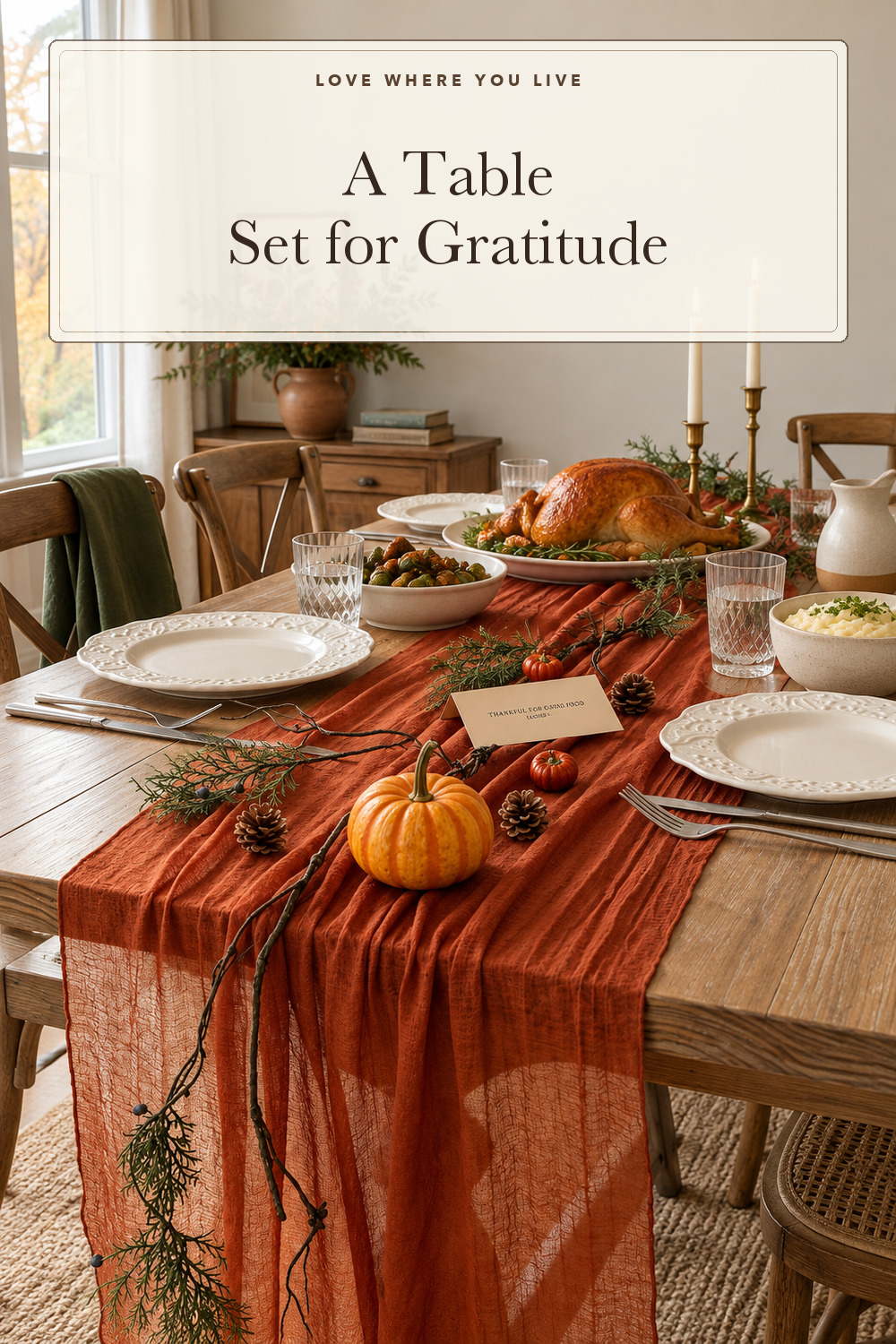 Fall Thanksgiving Decorations Terracotta Cheesecloth Table Runner 120 Inch; styling inspiration