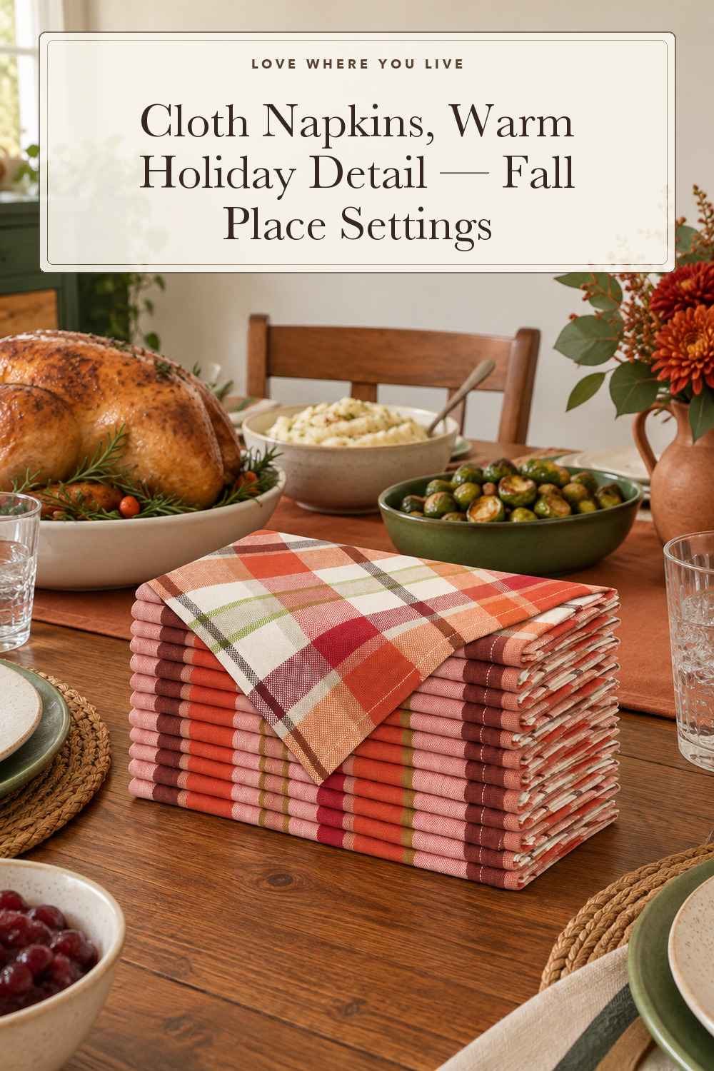 COTTON CRAFT Harvest Plaid Cloth Napkin - 12 Pack 100% Cotton Dinner Napkin; styling inspiration