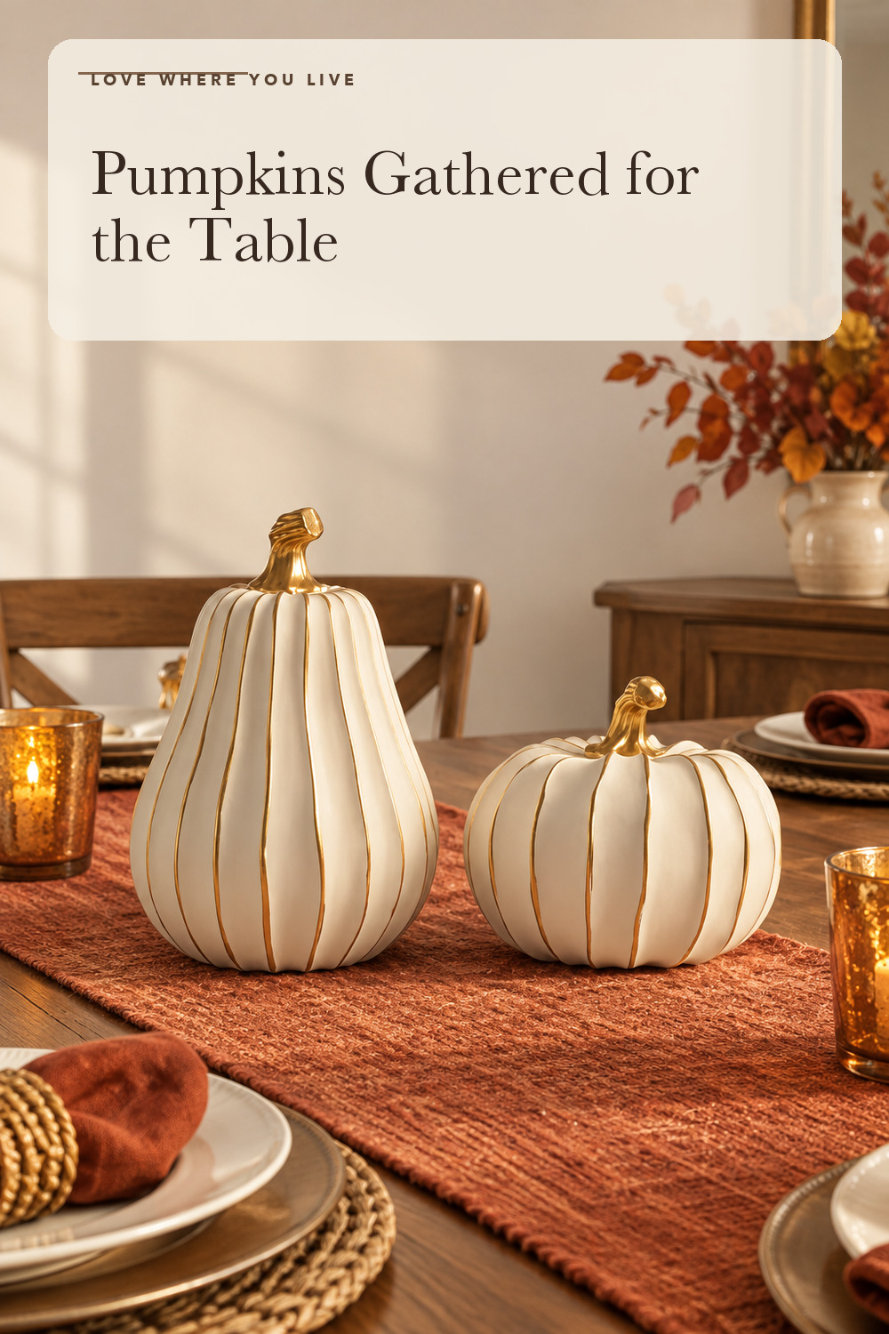 FESTGLOX Pumpkin Fall Decor, White Gold Pumpkin for Thanksgiving Decoration; styling inspiration