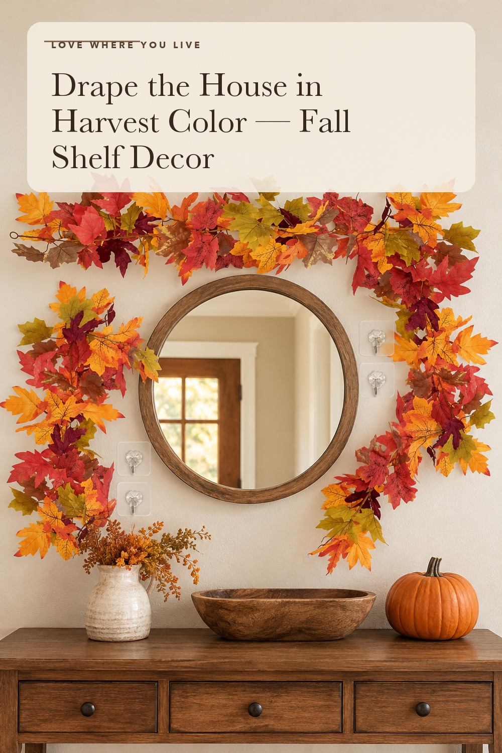 11.6Ft(2Pcs*5.8Ft) Fall Artificial Maple Leaves Garland Decorations; styling inspiration