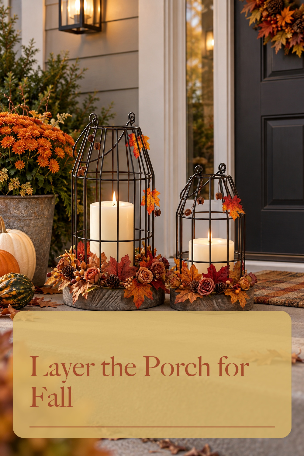 Rustic Wire Metal Cloche Set of 2 Candle Lantern Decorative Indoor Outdoor; styling inspiration