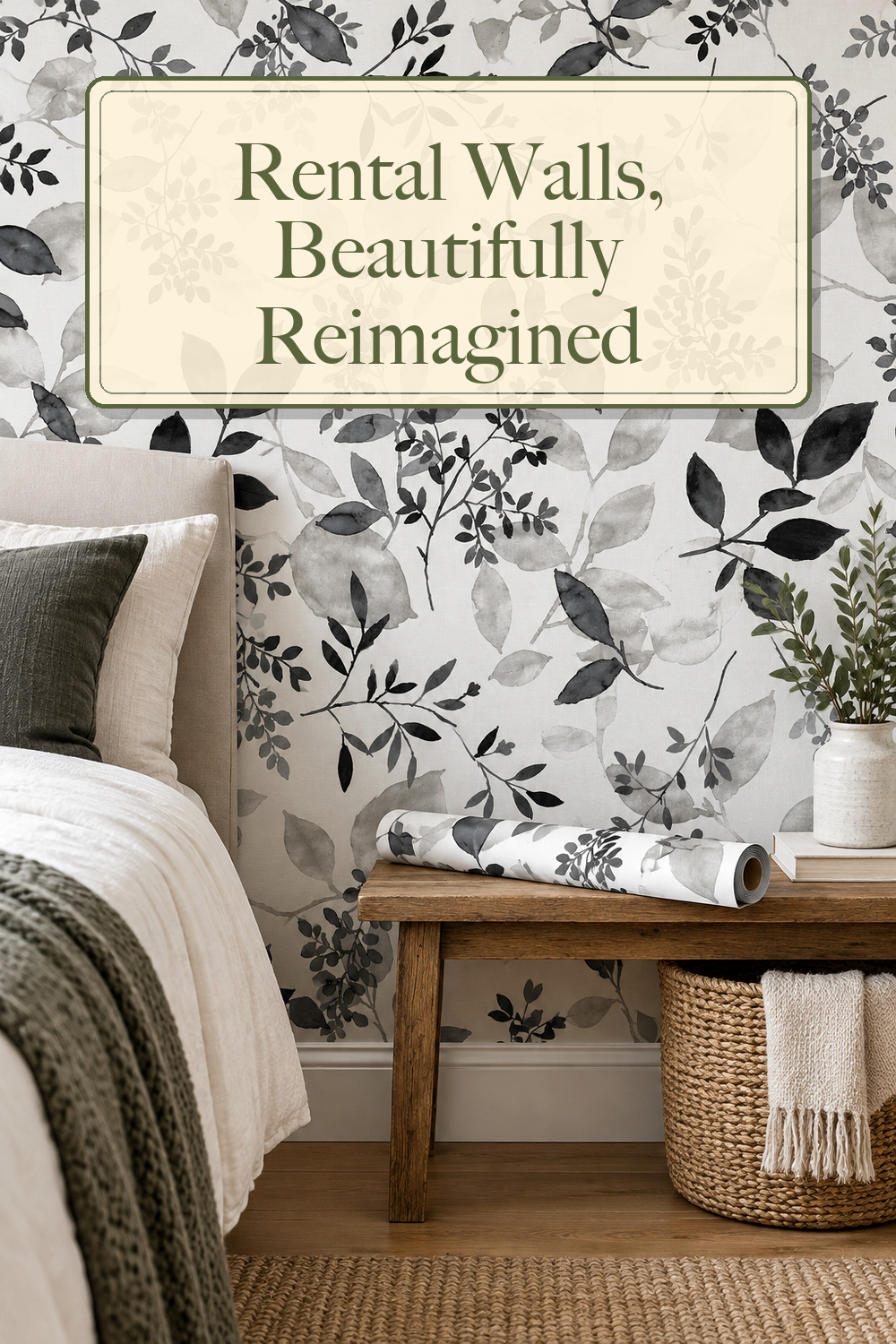 NuWallpaper Black Breezy Peel and Stick Wallpaper, Removable Wallpaper, 20.5 in x 18 ft; styling inspiration