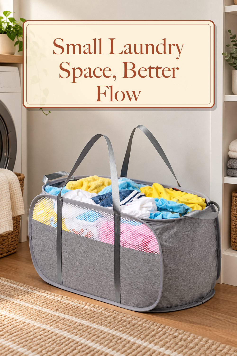 Pop Up Laundry Hamper, Holds 1.5 Loads, Honeycomb Breathable Laundry Basket; styling inspiration
