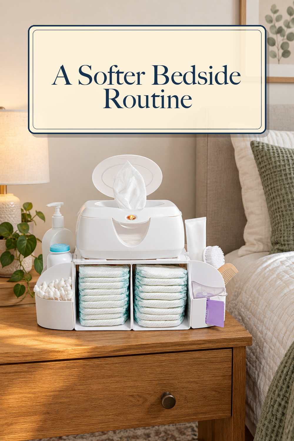 Munchkin® Diaper Caddy Organizer for Changing Table, Green/White; styling inspiration