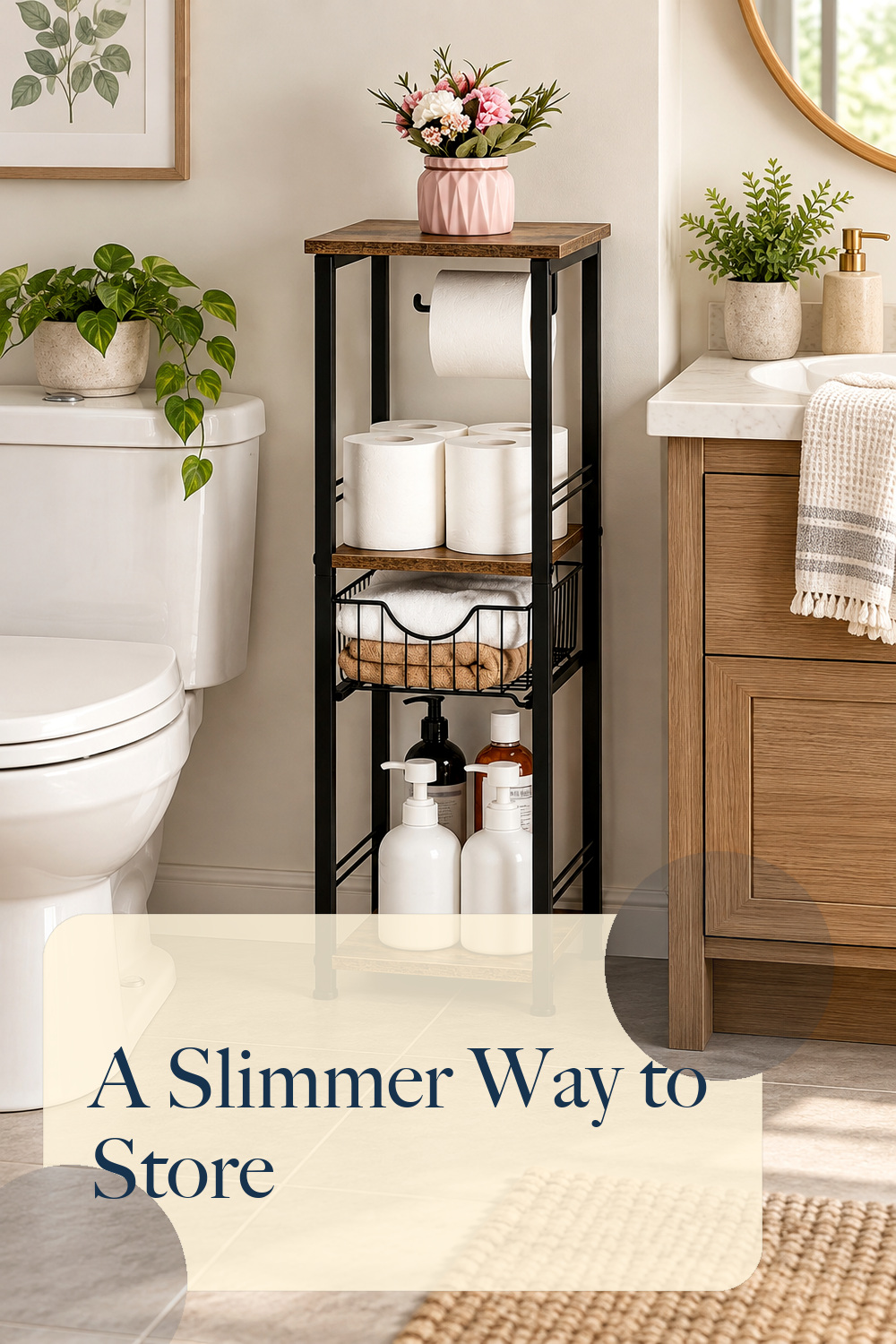 Bathroom Storage Shelf Floor Standing Toilet Storage Cabinet with Drawer; styling inspiration