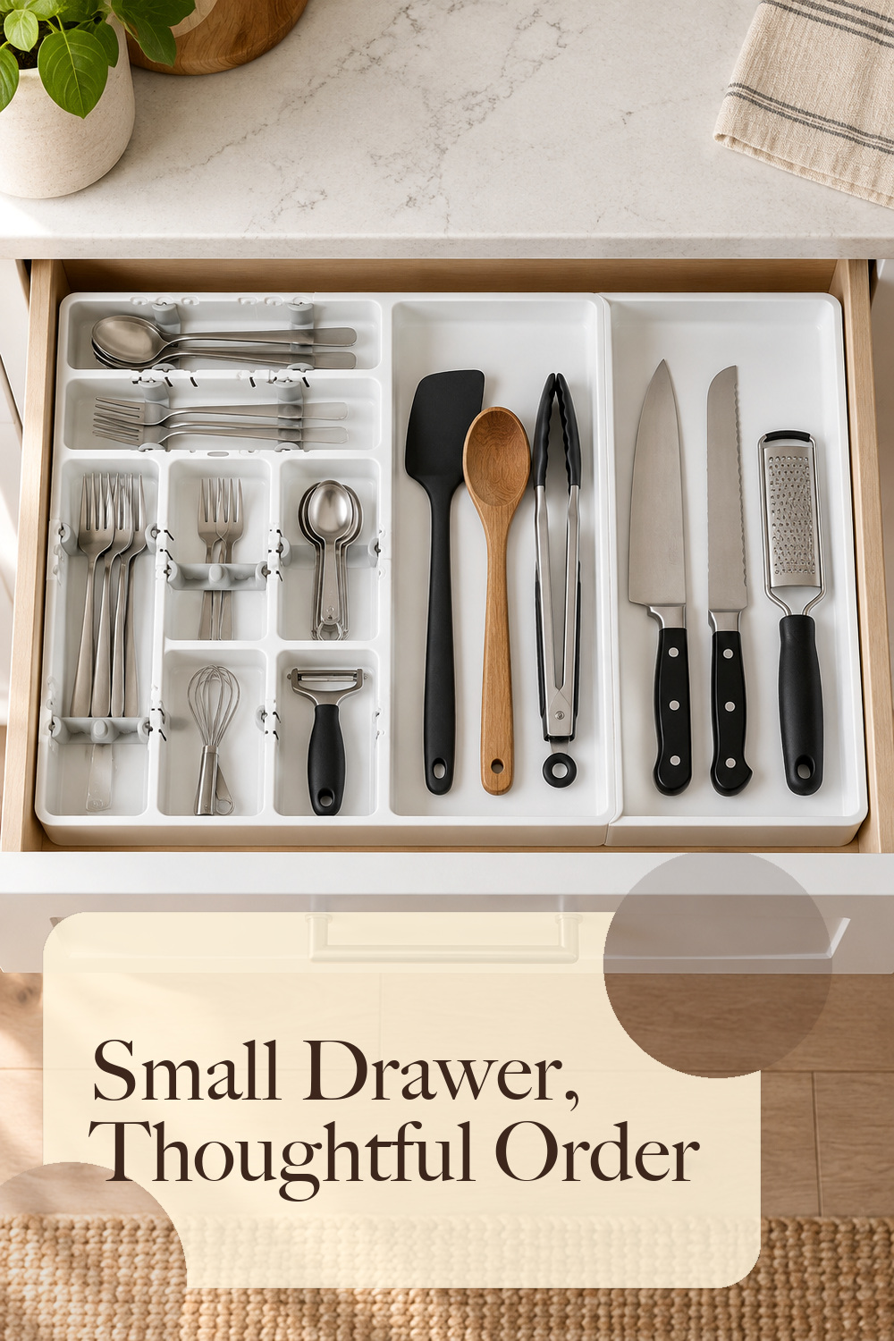 OXO Good Grips Large Expandable Utensil Organizer, White; styling inspiration