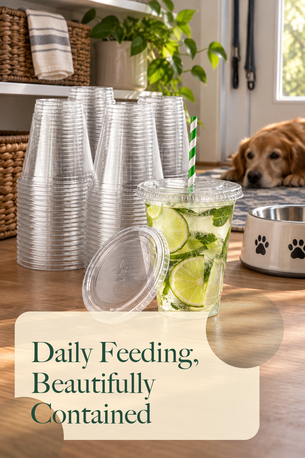 12 oz Clear Plastic Cups with Straw-Slot Lids [100 Sets] PET Crystal Clear Disposable 12oz Plastic Cups with Lids - Crystal Clear, Durable Cup. BPA Free + Crack Resistant, for Coffee, Juice, Shakes; styling inspiration