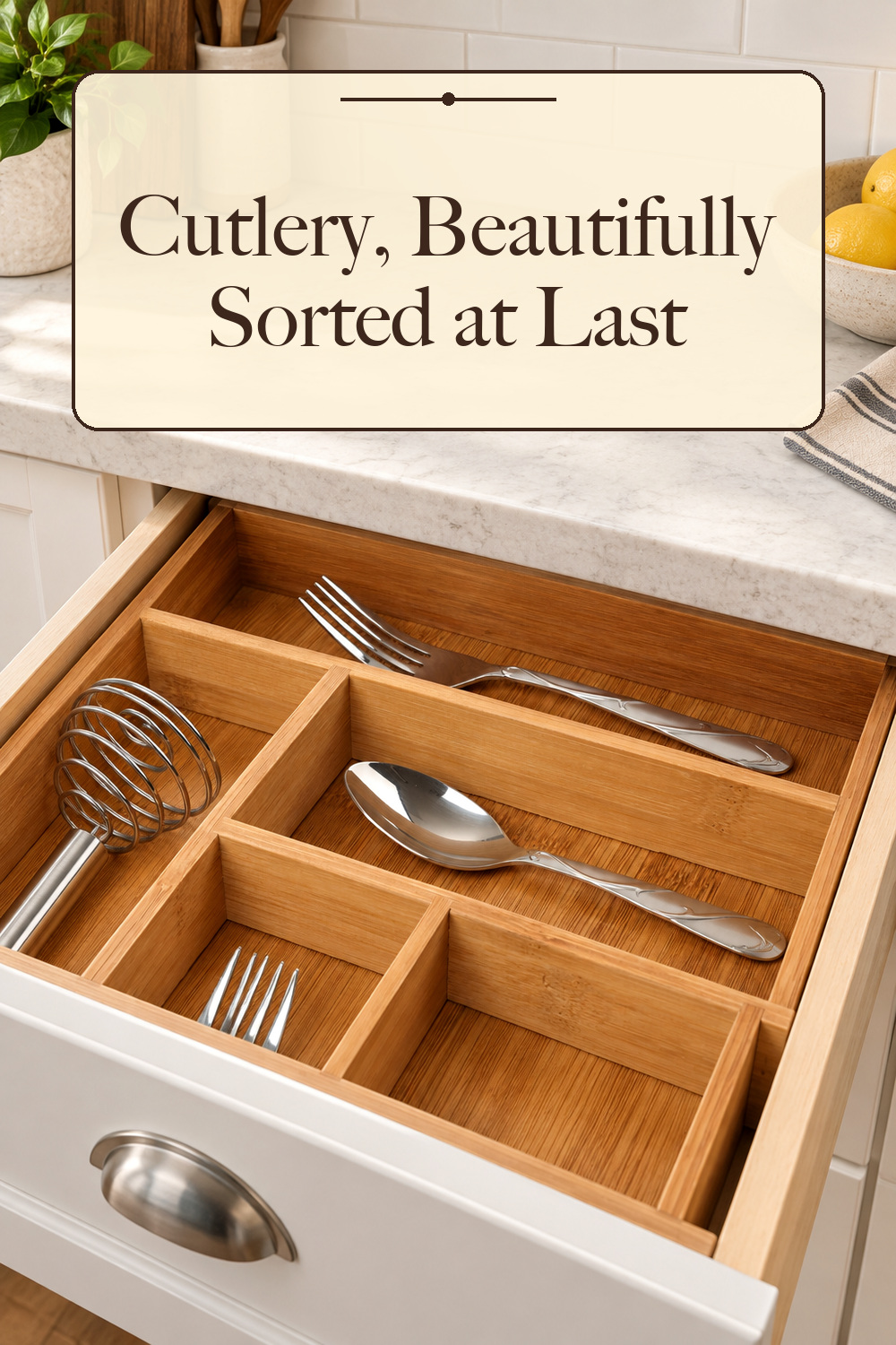 Bellemain Bamboo Kitchen Drawer Organizer, Expandable 8-Slot Tray; styling inspiration