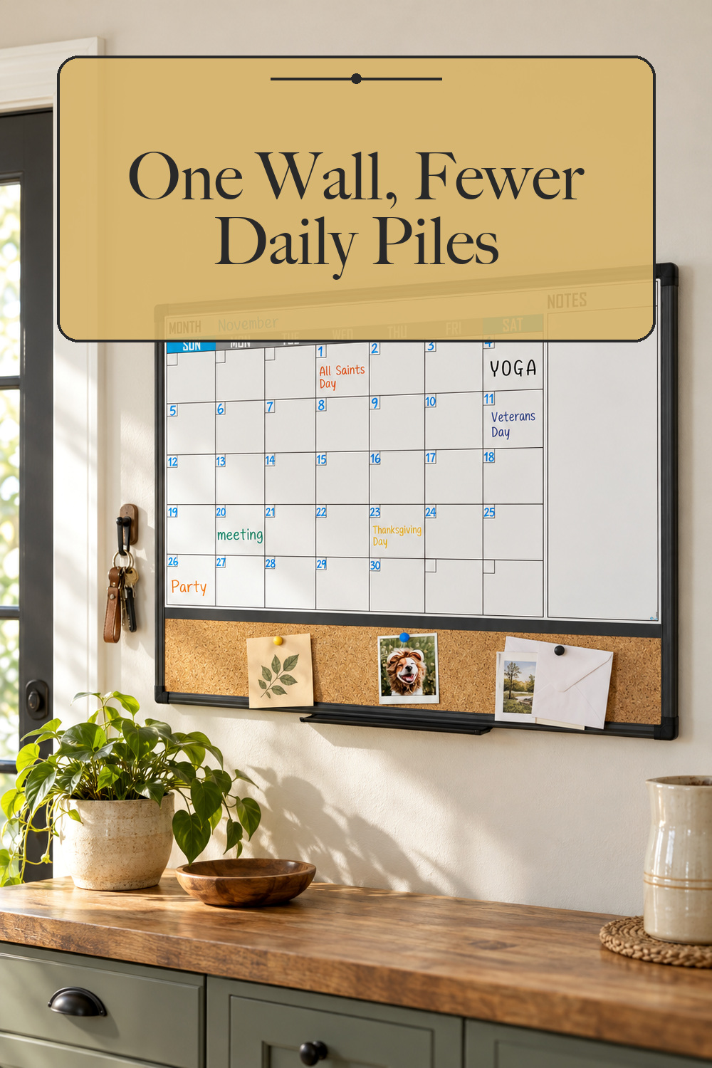 XBoard Monthly Whiteboard Calendar with Cork Board, 36" X 24"; styling inspiration