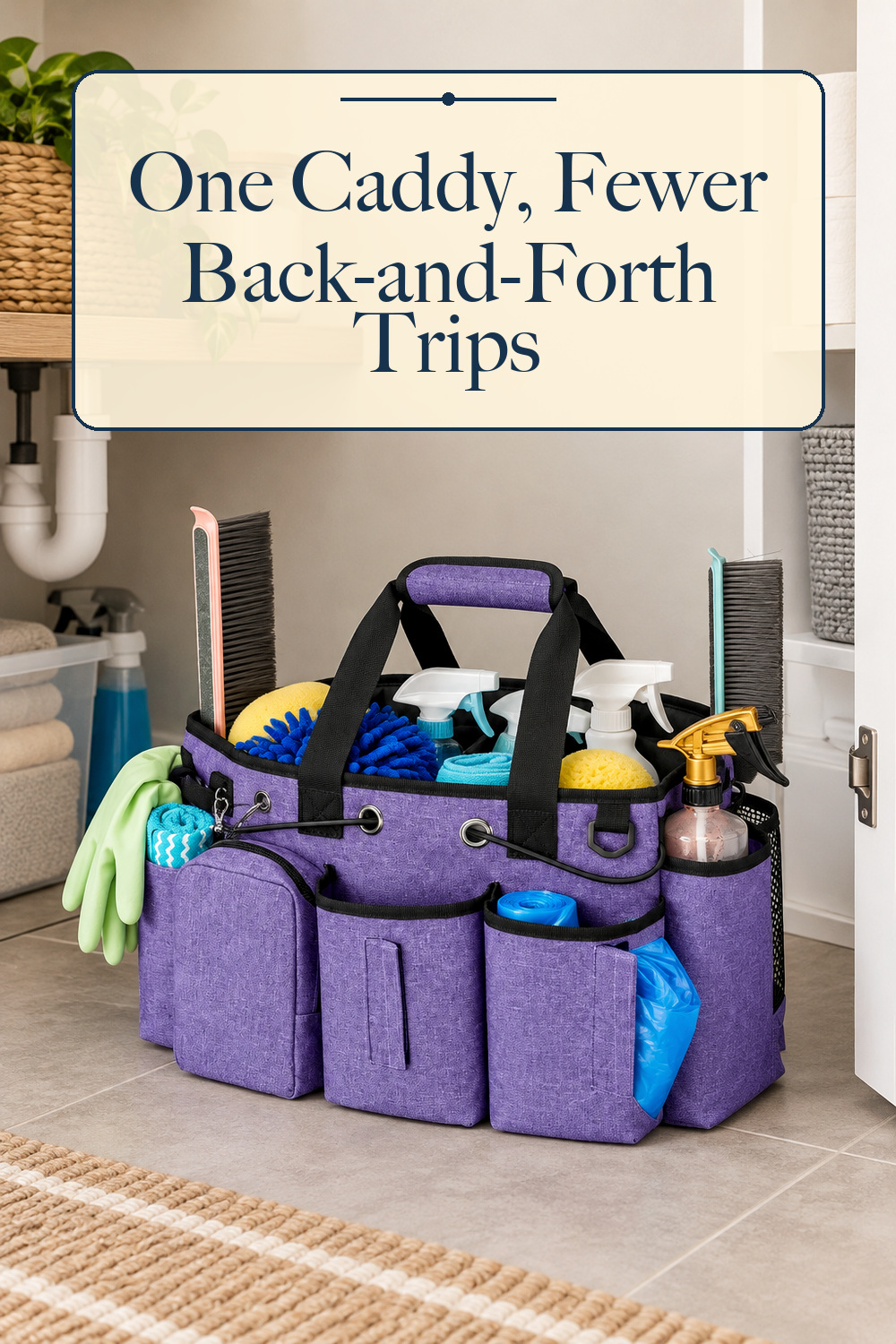 LoDrid Large Professional Cleaning Caddy with Detachable Divider, Purple; styling inspiration