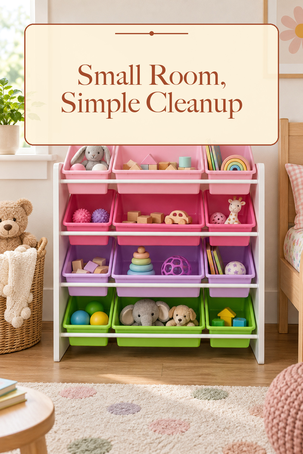 HoneyCanDo Kids Toy Storage Organizer With Bins, Pastel; styling inspiration