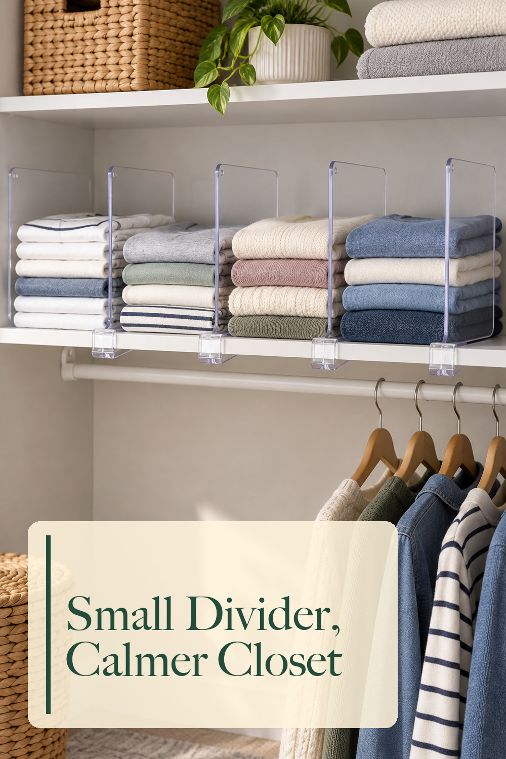 6 Pack Clear Acrylic Shelf Divider for Closet Organization - 9.2″ Tall Closet Dividers for Wood Shelves,Cupboard,Vertical Shelf Separators in Closet for T-Shirt,Purse,Handbag,Sweater Organizer; styling inspiration