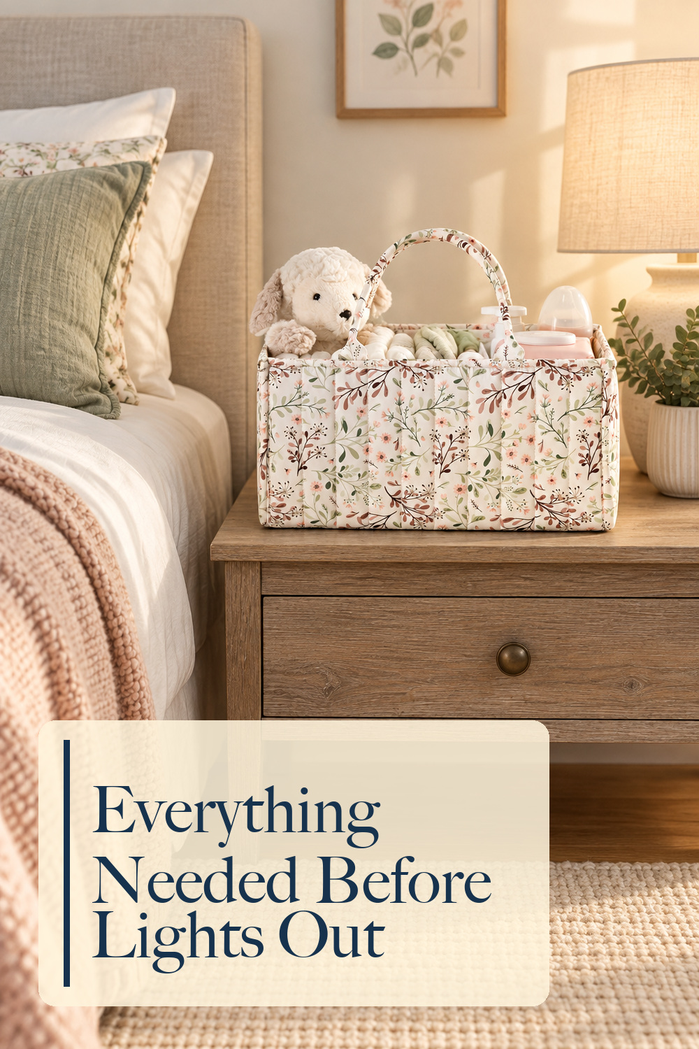 Blissful Diary Floral Diaper Caddy Organizer Storage Basket, Pastoral Daisy; styling inspiration