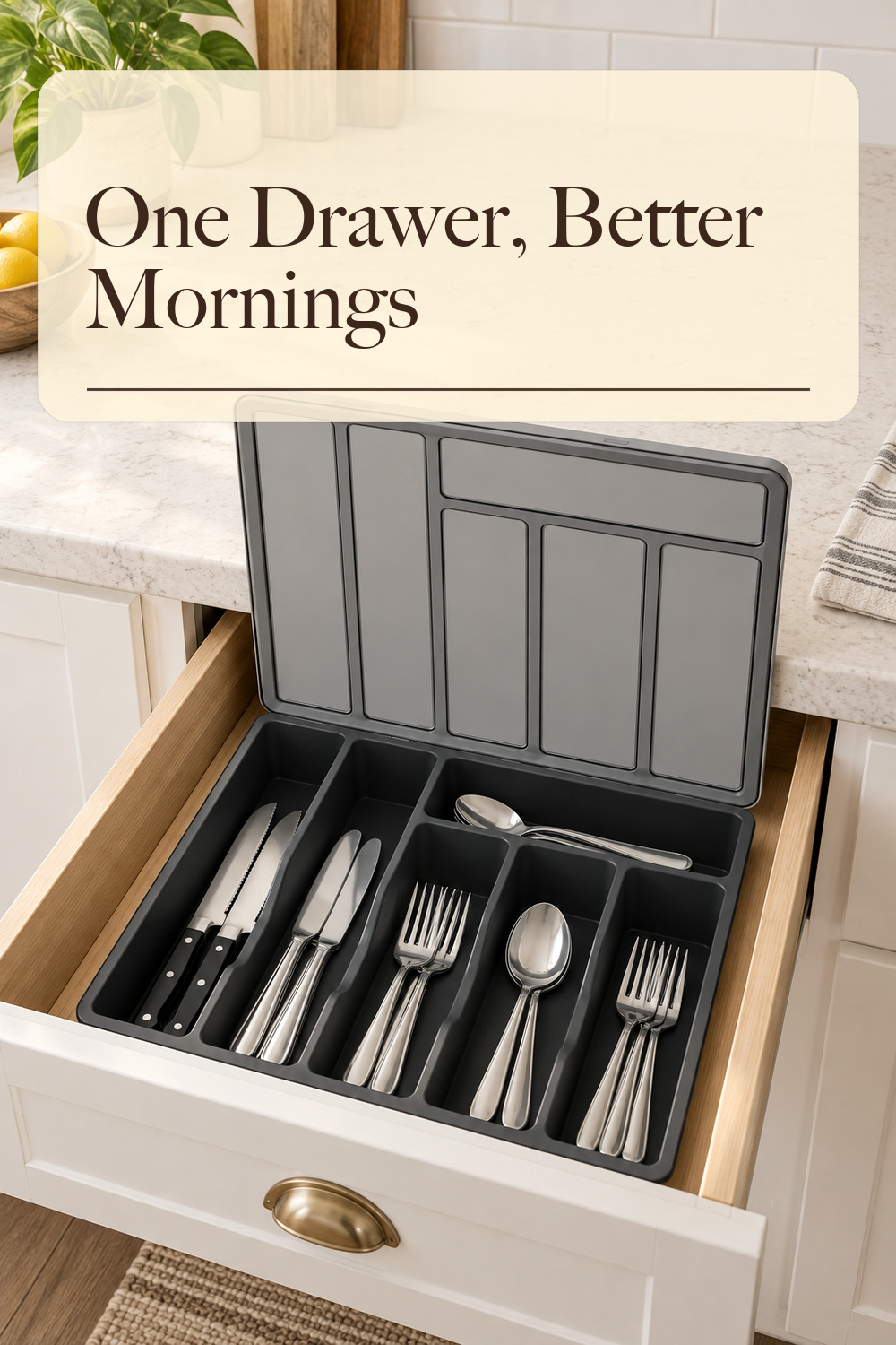 Lifewit Silverware Organizer with Lid, Covered Utensil Tray, 12.6x11.8; styling inspiration